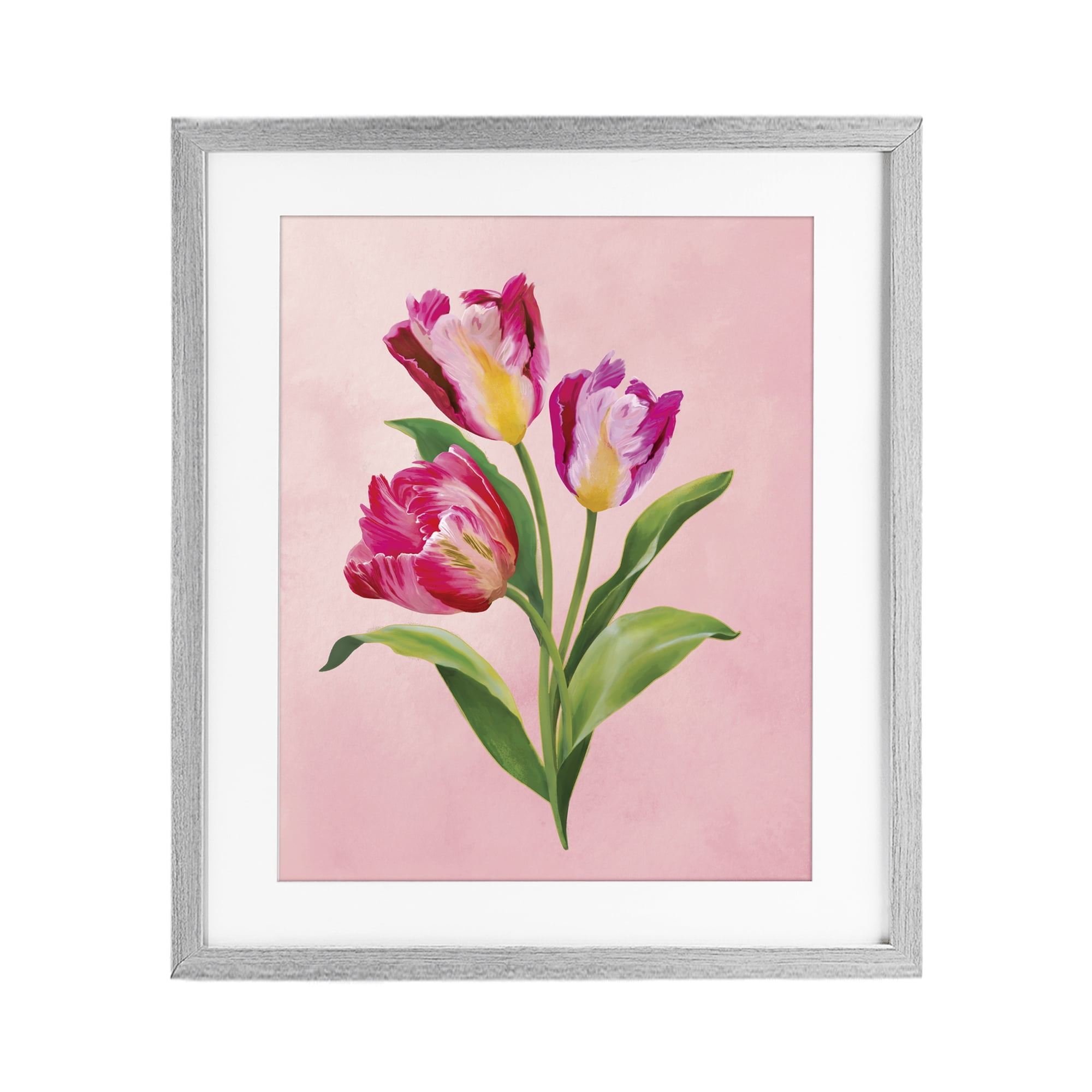 Stupell Industries Vibrant Magenta Tulips Gray Framed Print Under Glass, design by Diane Neukirch
