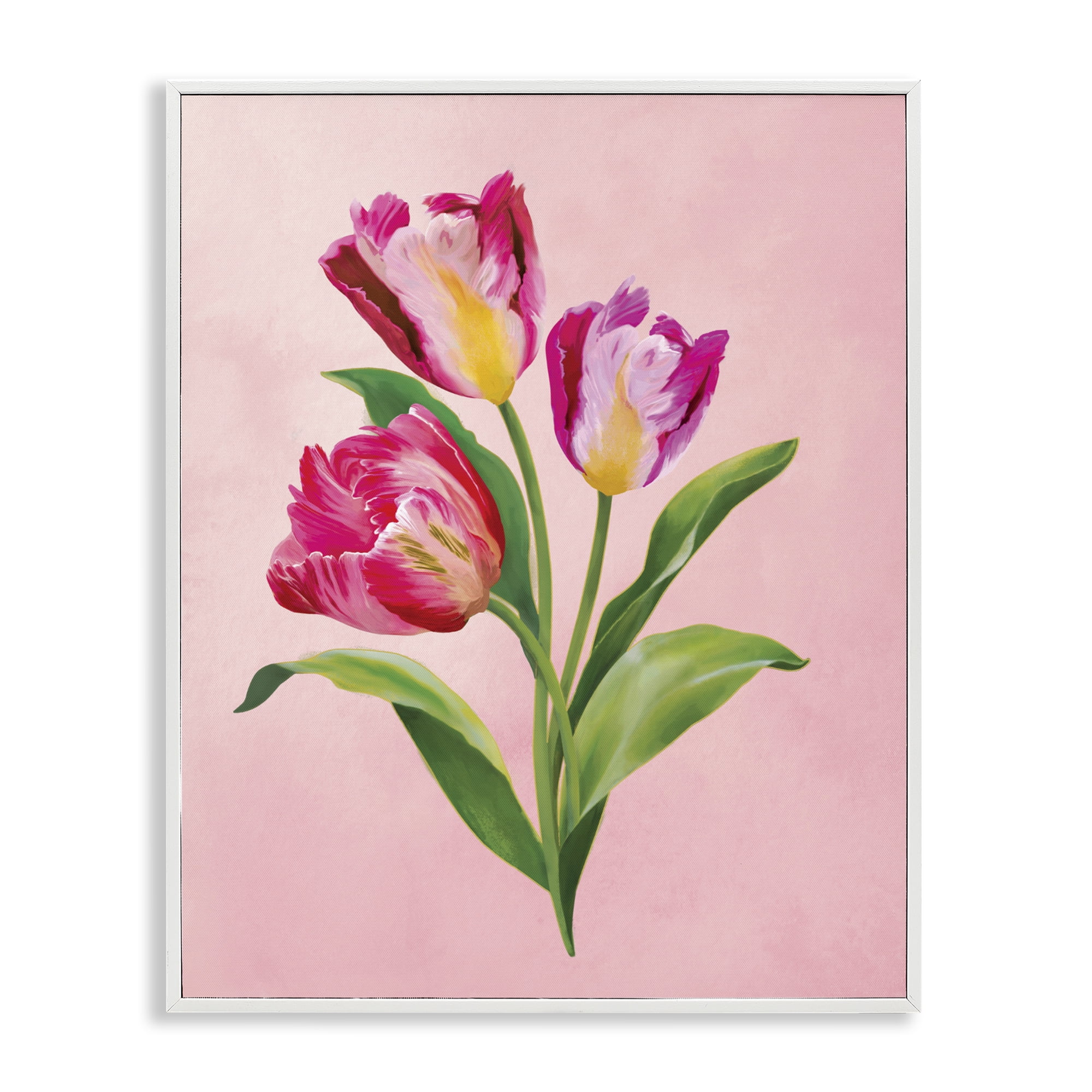 Stupell Industries Vibrant Magenta Tulips White Framed Giclee Art, design by Diane Neukirch