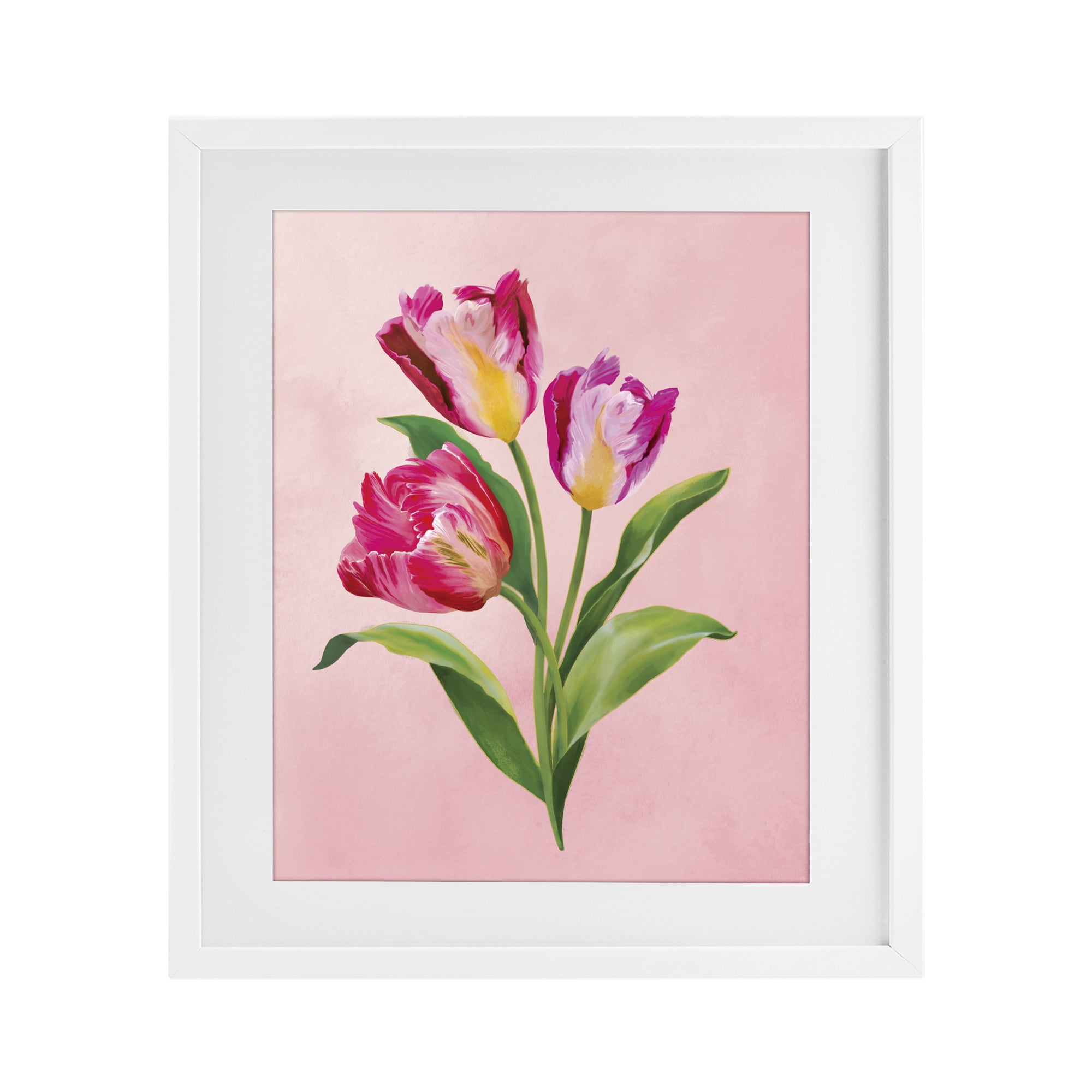 Stupell Industries Vibrant Magenta Tulips White Framed Print Under Glass, design by Diane Neukirch