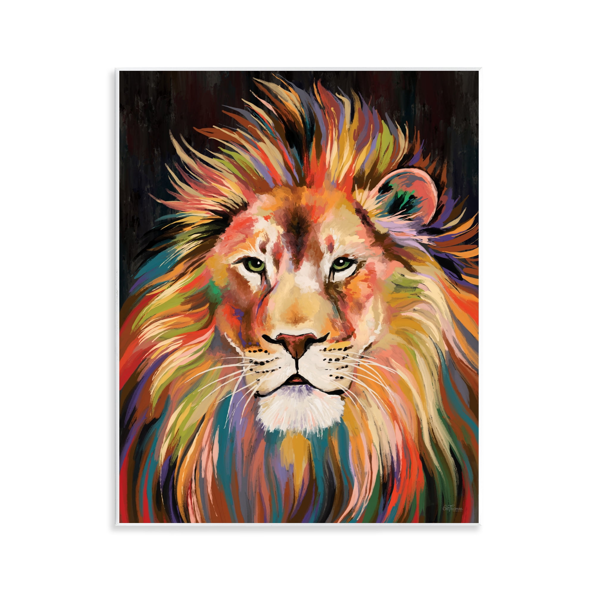 Stupell Industries Vibrant Majestic Rainbow Lion Wall Plaque Art, design by Cat Thurman Designs