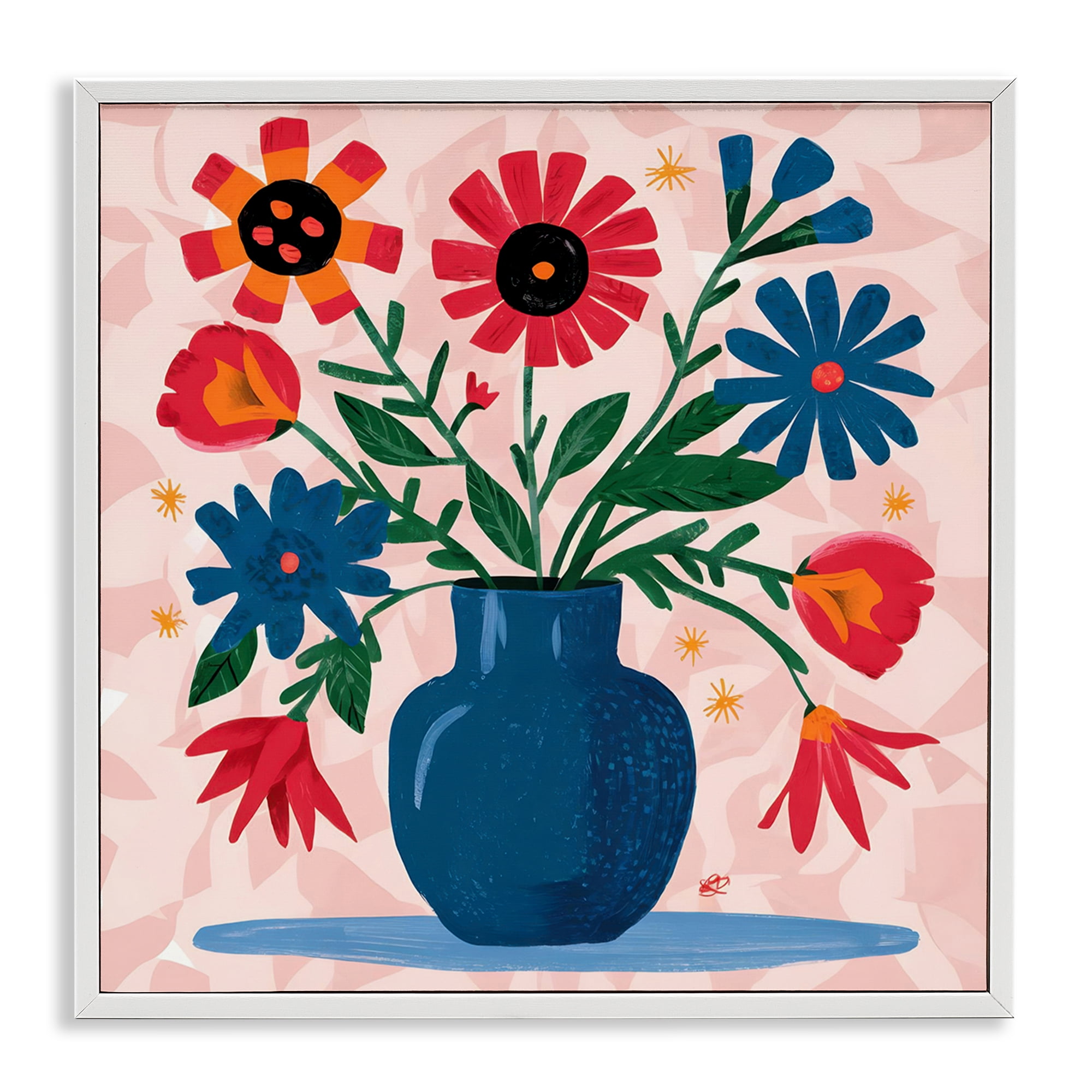 Stupell Industries Vibrant Mixed Flowers Plants & Flowers Painting White Framed Art Print Wall Art, 17 x 17
