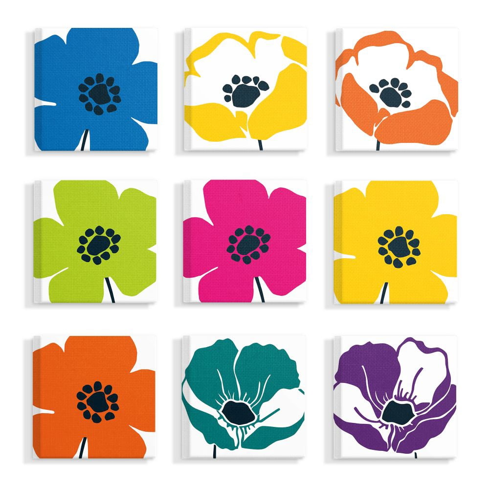 Stupell Industries Vibrant Modern Floral Collage Multi-color Set Canvas Wall Art Design by Wild Apple Portfolio