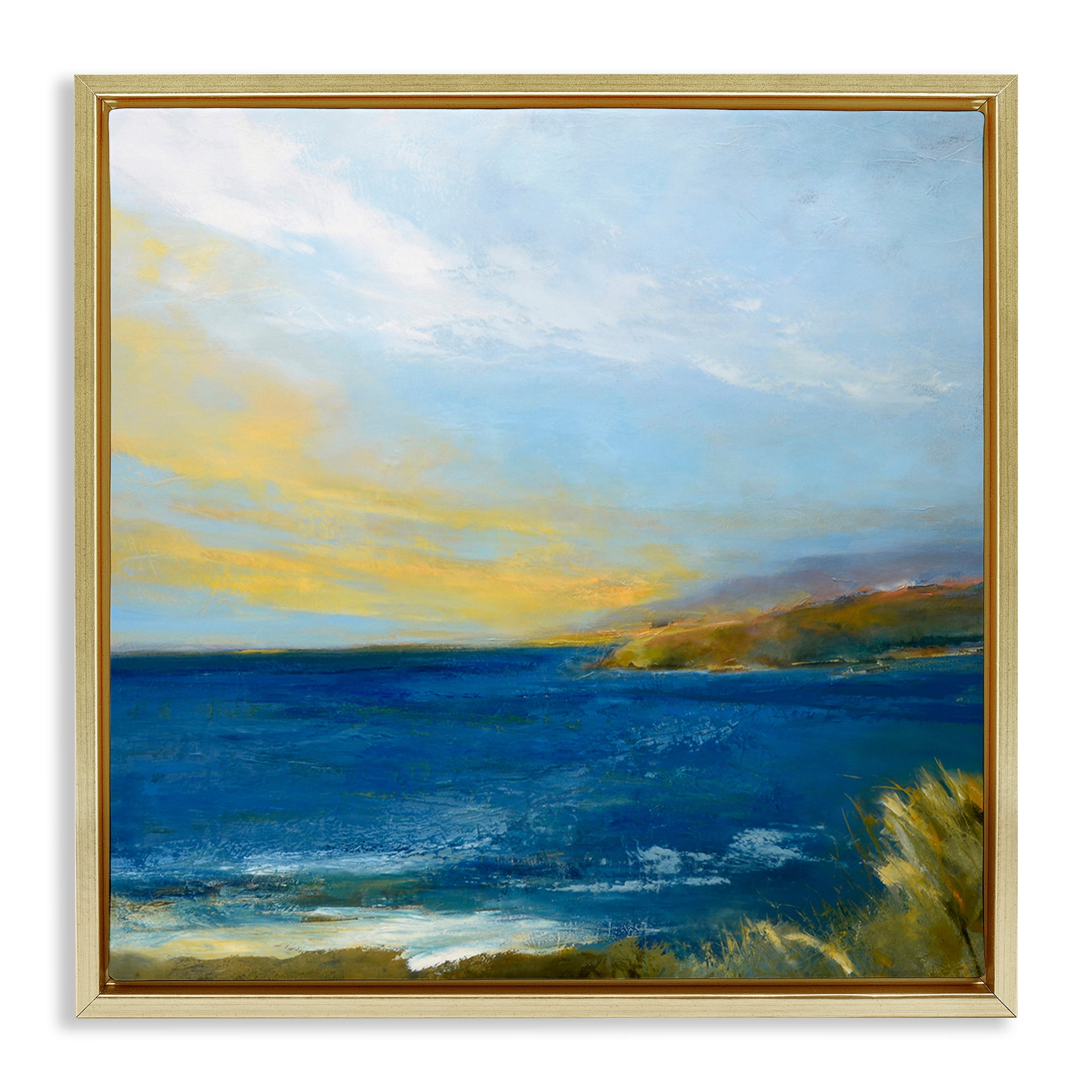 Stupell Industries Vibrant Ocean Light at Dusk Gold Framed Floater Canvas Wall Art, design by Patrick Dennis