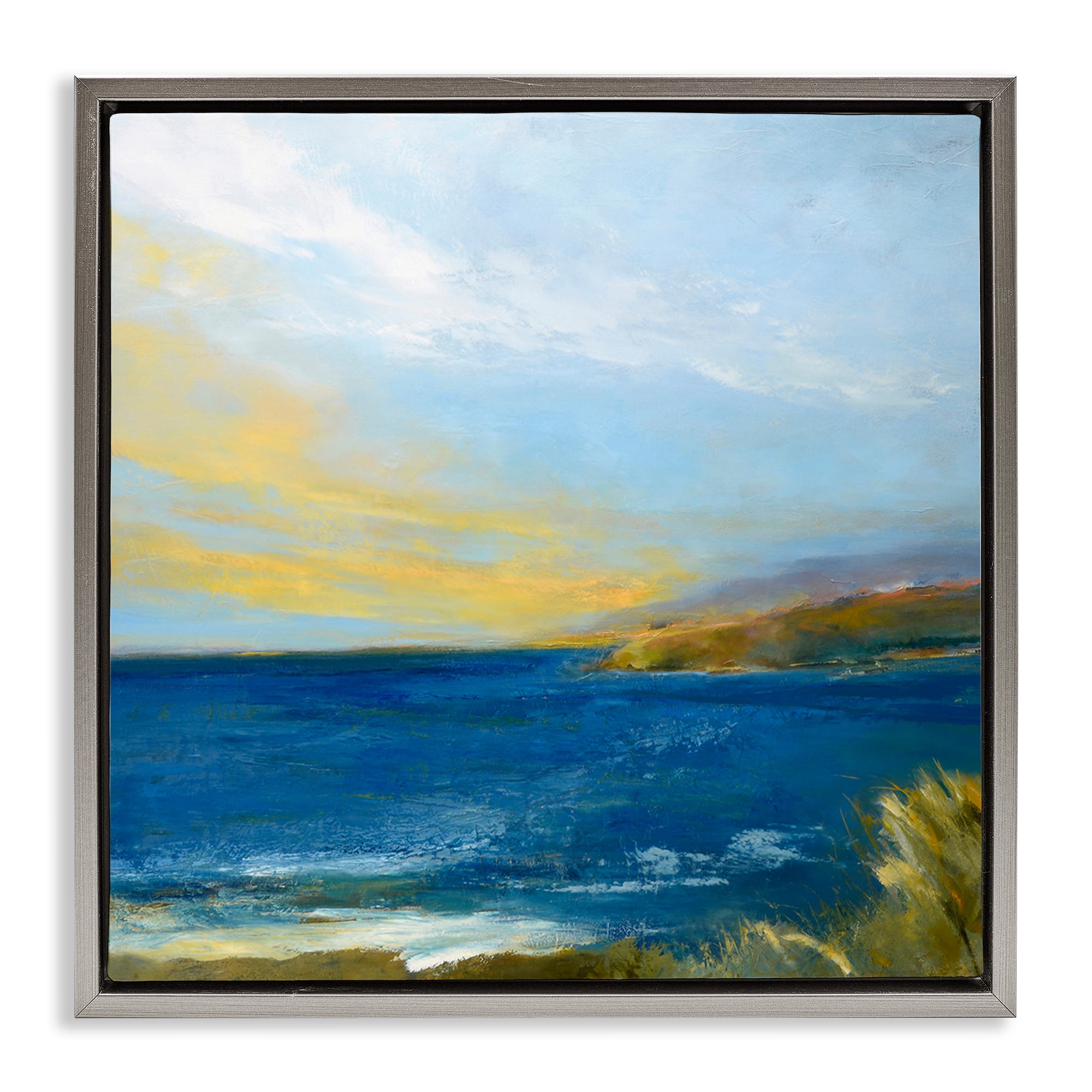 Stupell Industries Vibrant Ocean Light at Dusk Gray Framed Floater Canvas Wall Art, design by Patrick Dennis