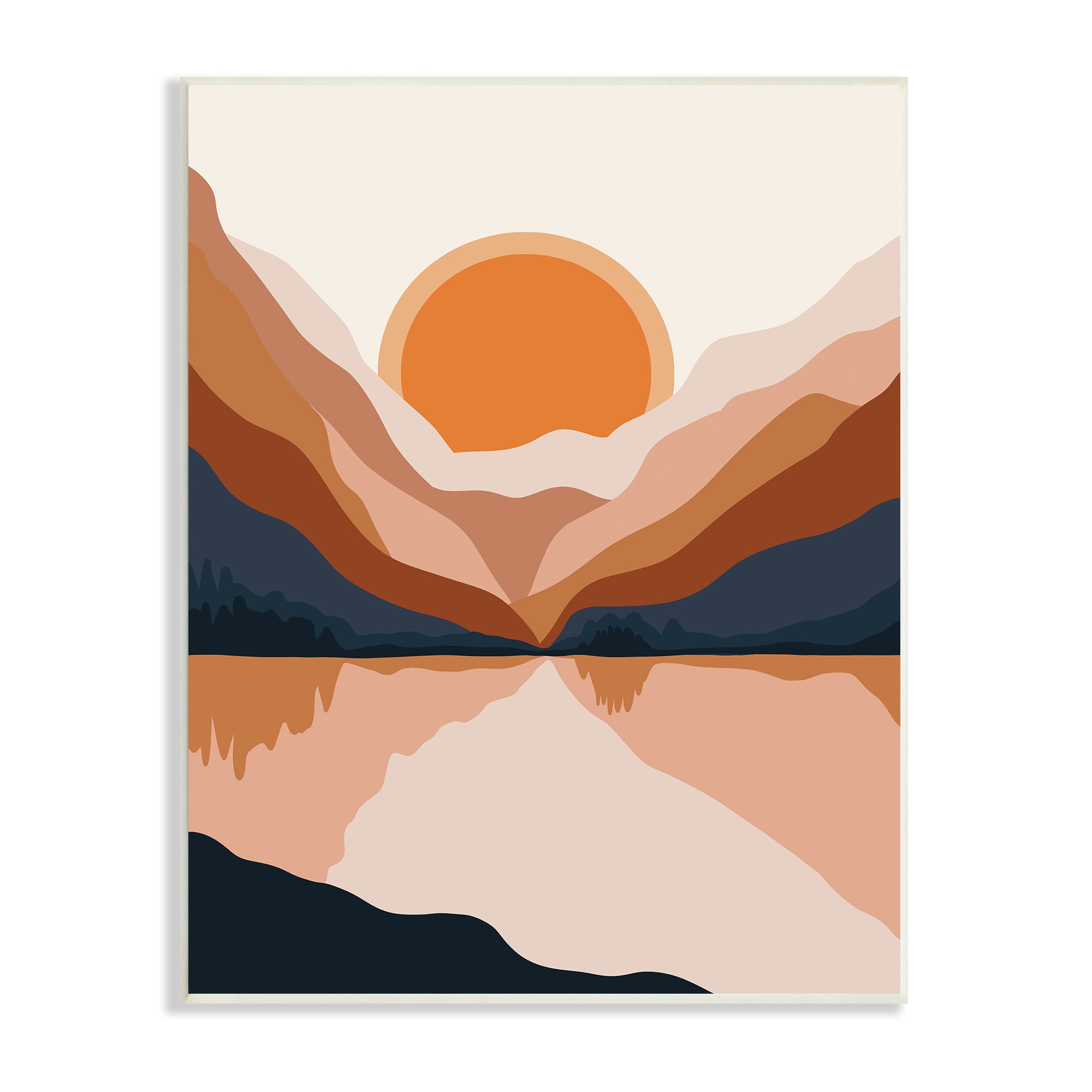 Stupell Industries Vibrant Orange Sunrise Minimal Mountain Lake Abstraction, 10 x 15, Designed by Ros Ruseva