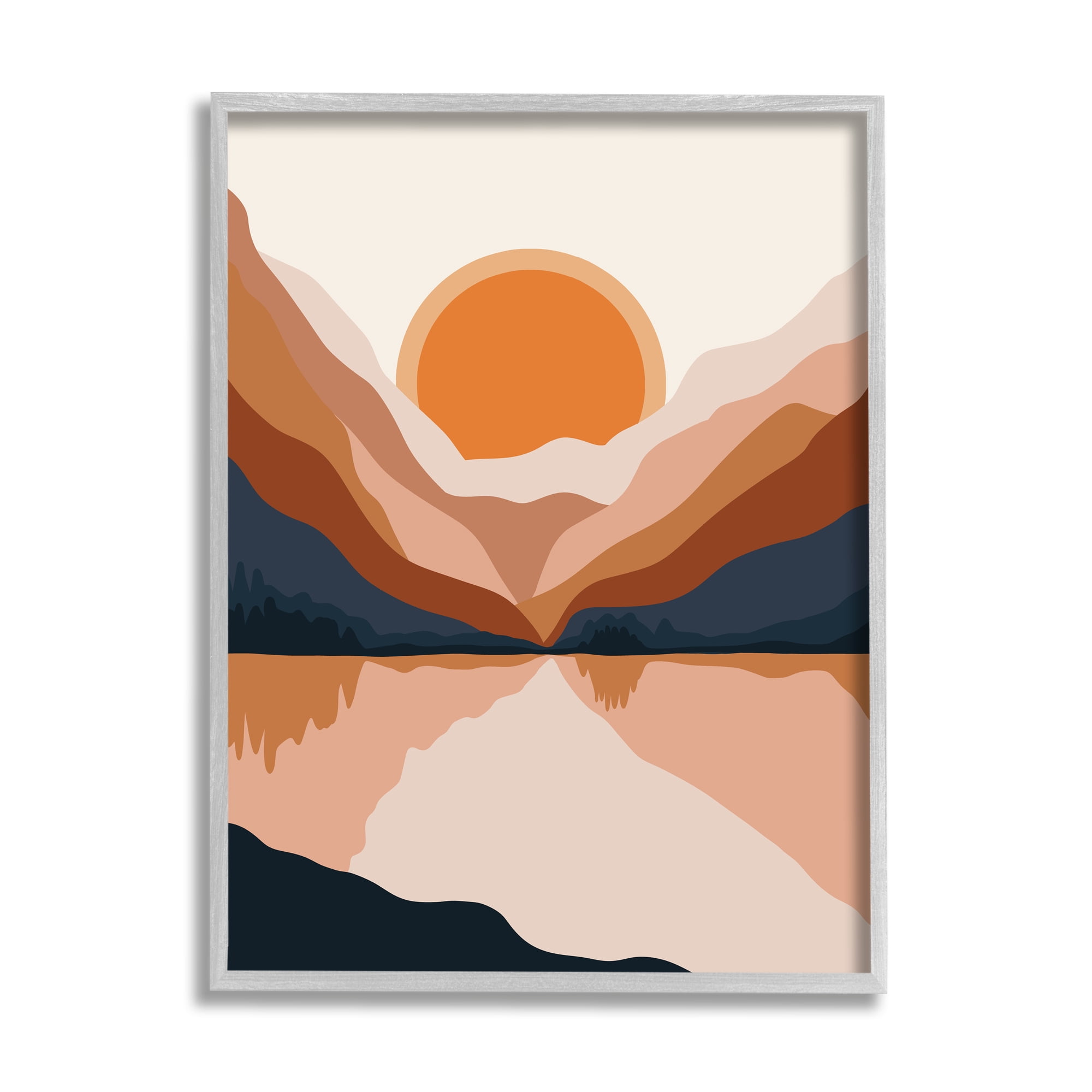 Stupell Industries Vibrant Orange Sunrise Minimal Mountain Lake Abstraction, 16 x 20, Designed by Ros Ruseva