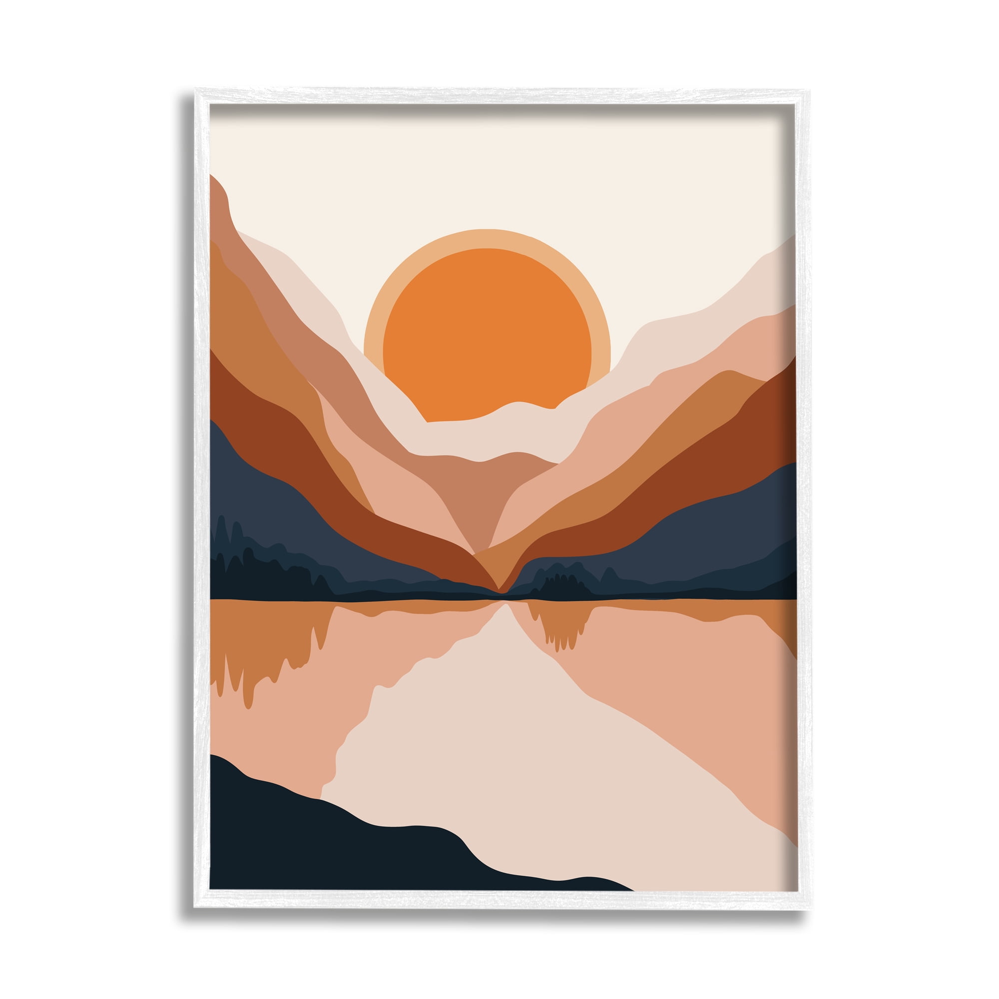 Stupell Industries Vibrant Orange Sunrise Minimal Mountain Lake Abstraction, 24 x 30, Designed by Ros Ruseva
