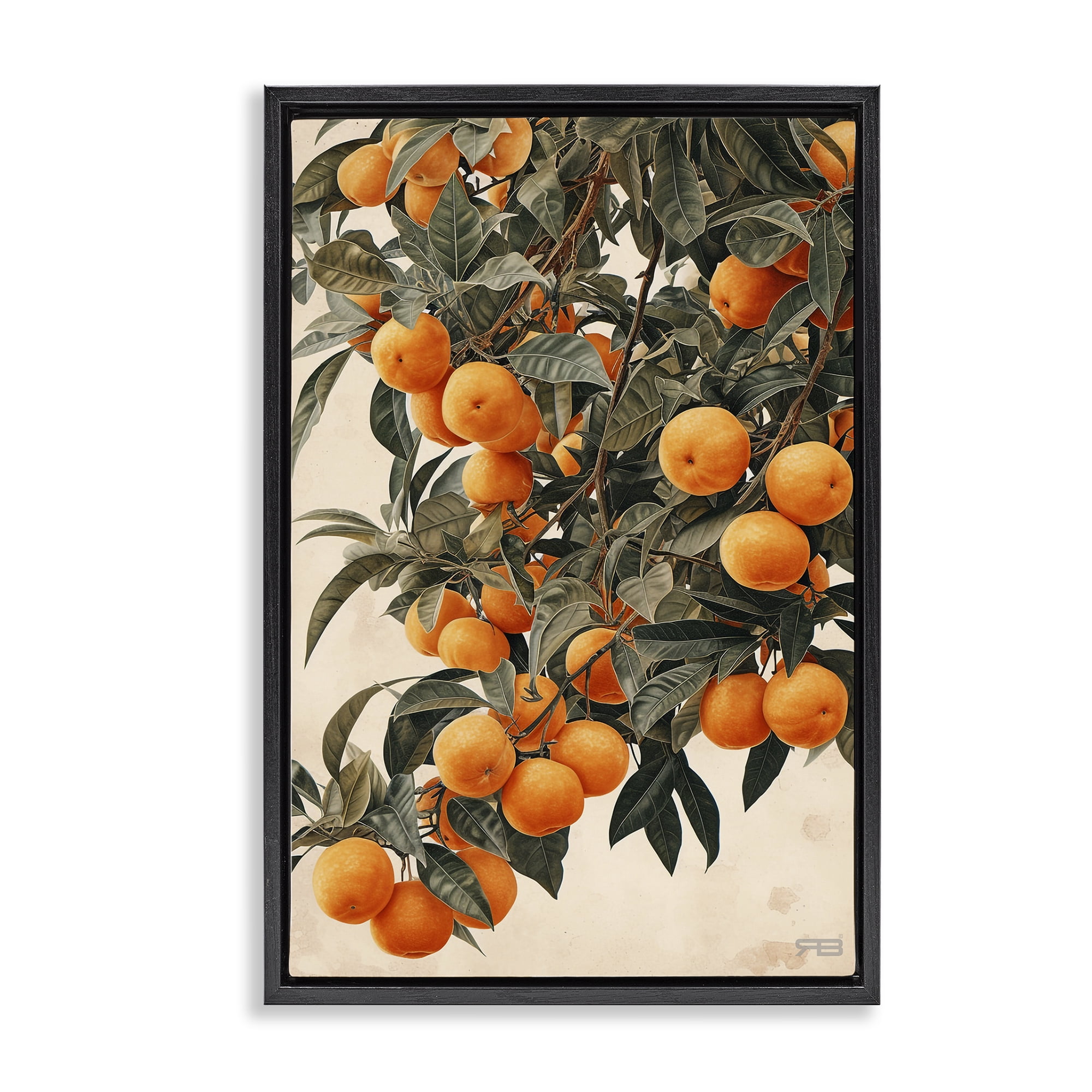 Stupell Industries Vibrant Orange Tree Blooms Food & Beverage Painting Black Floater Framed Canvas Art Print Wall Art, 21 x 31