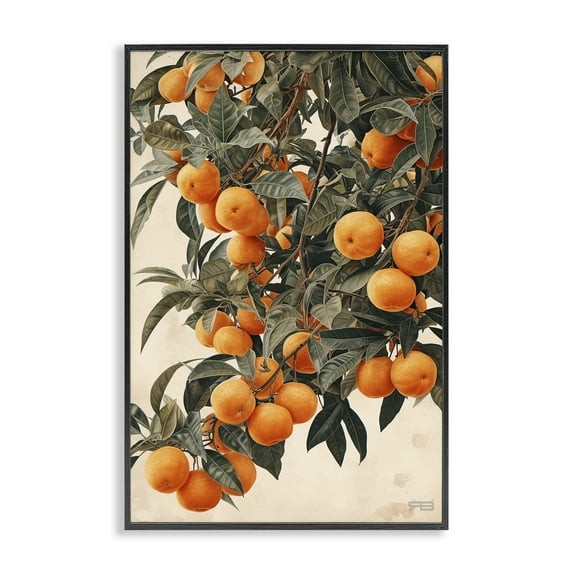Stupell Industries Vibrant Orange Tree Blooms Food & Beverage Painting Black Framed Art Print Wall Art, 12 x 18