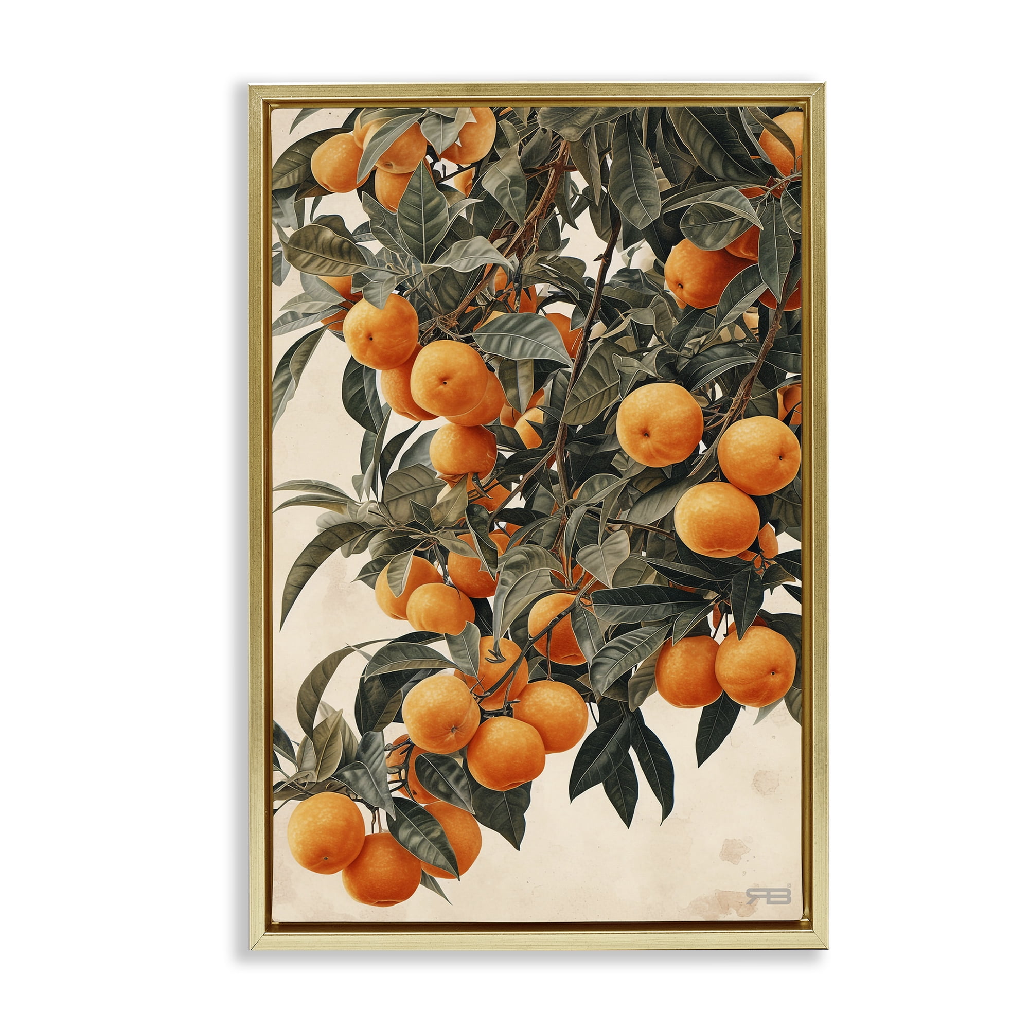 Stupell Industries Vibrant Orange Tree Blooms Food & Beverage Painting Gold Floater Framed Canvas Art Print Wall Art, 21 x 31