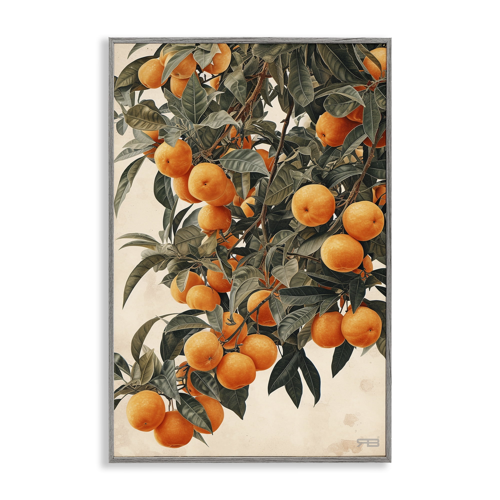 Stupell Industries Vibrant Orange Tree Blooms Food & Beverage Painting Gray Framed Art Print Wall Art, 16 x 24