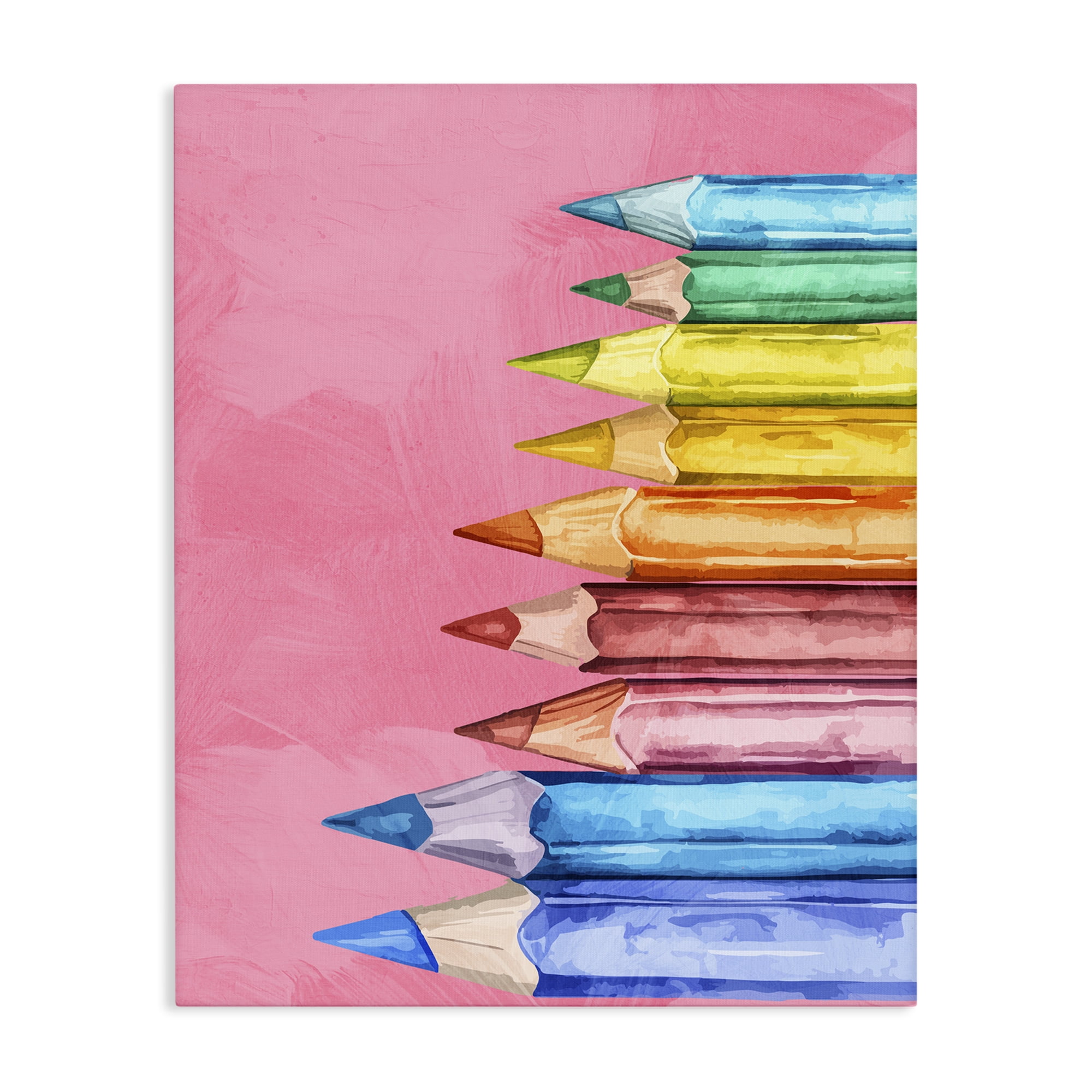 Stupell Industries Vibrant Pencils on Pink Canvas Wall Art, design by Kim Allen