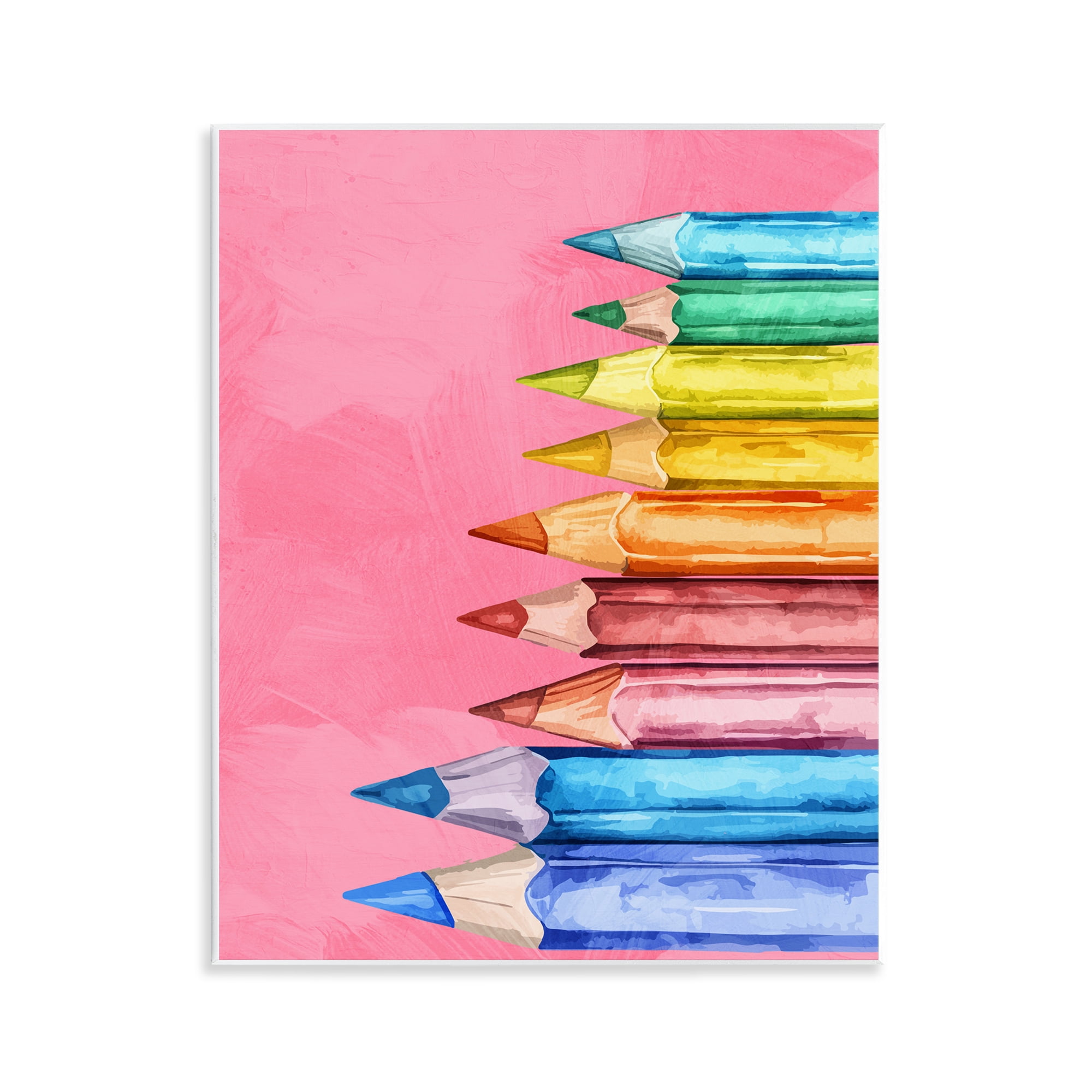 Stupell Industries Vibrant Pencils on Pink Wall Plaque Art, design by Kim Allen