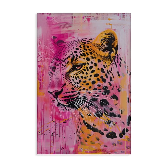 Stupell Industries Vibrant Purple & Orange Cheetah Animals Painting Wrapped Canvas Canvas Art Print Wall Art, 20 x 30