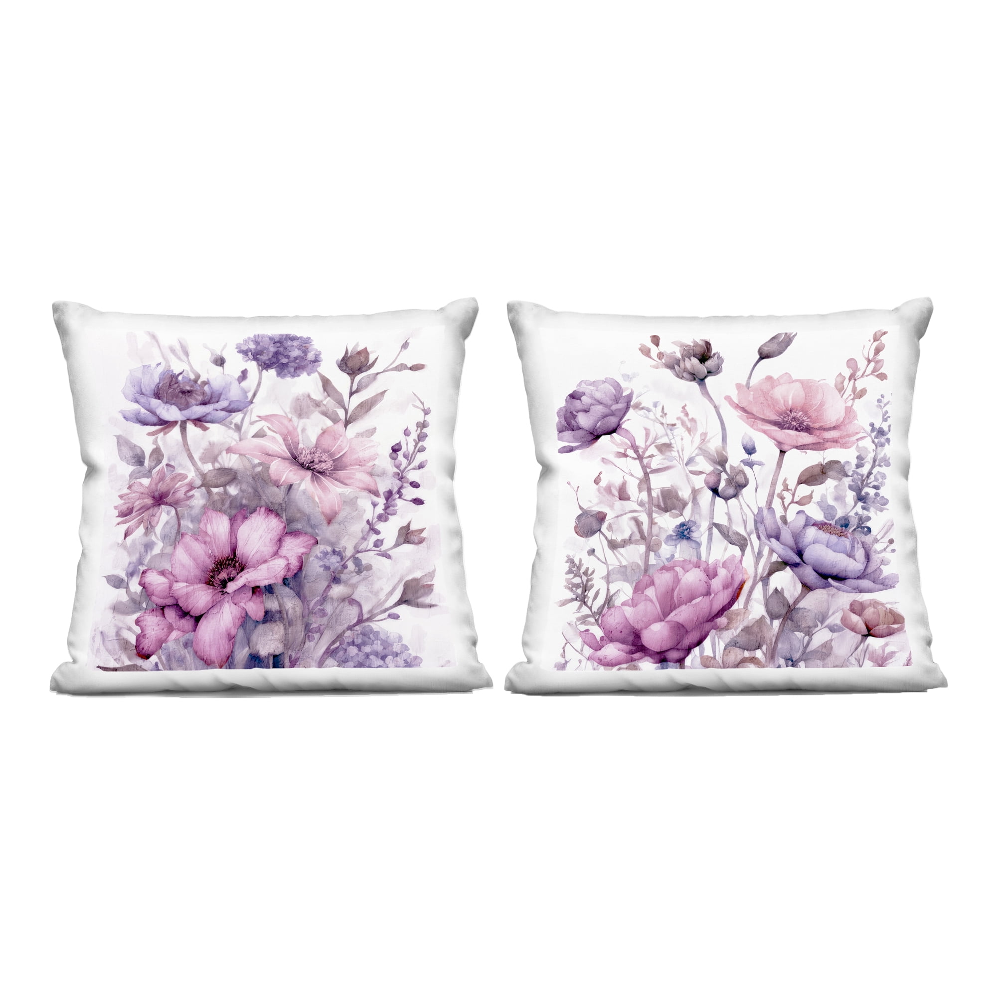 Stupell Industries Vibrant Purple Tone Florals 2 Piece Decorative Printed Throw Pillow Set, design by Kim Allen, 18 x 7 x 18