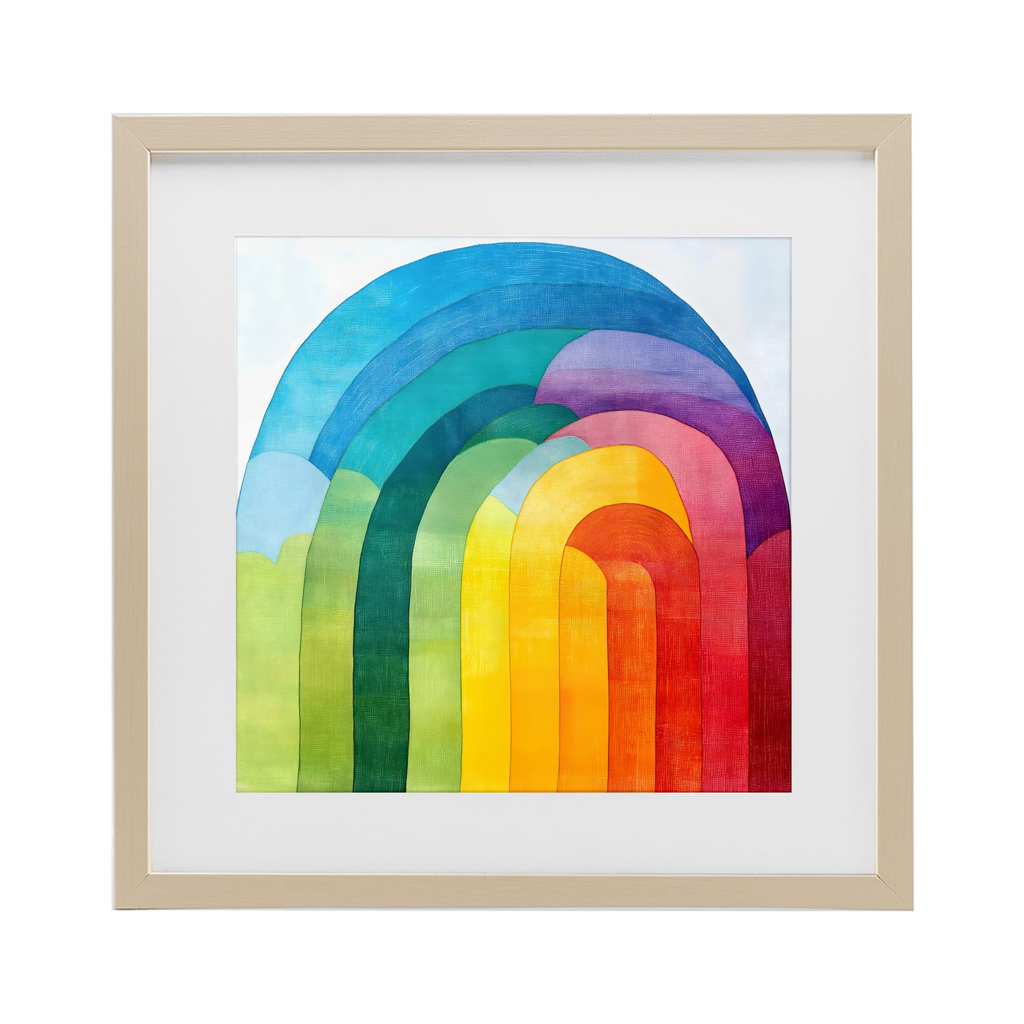 Stupell Industries Vibrant Rainbow Arch Abstraction Birch Framed Print Under Glass, design by Creative Studio