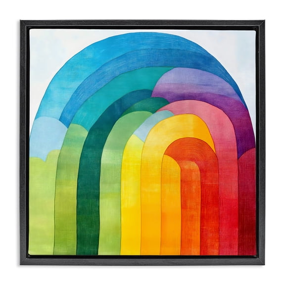 Stupell Industries Vibrant Rainbow Arch Abstraction Black Framed Floater Canvas Wall Art, design by Creative Studio