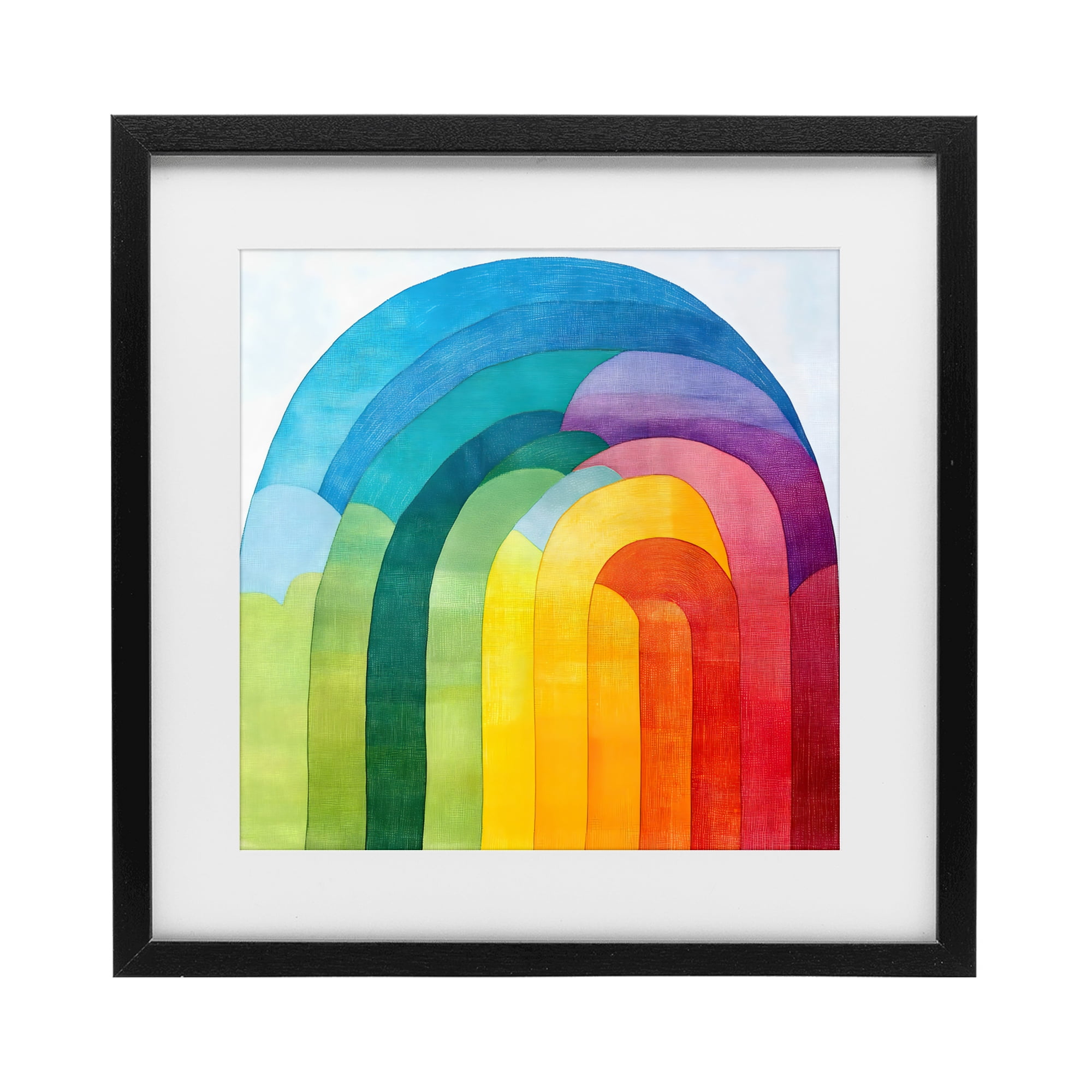 Stupell Industries Vibrant Rainbow Arch Abstraction Black Framed Print Under Glass, design by Creative Studio