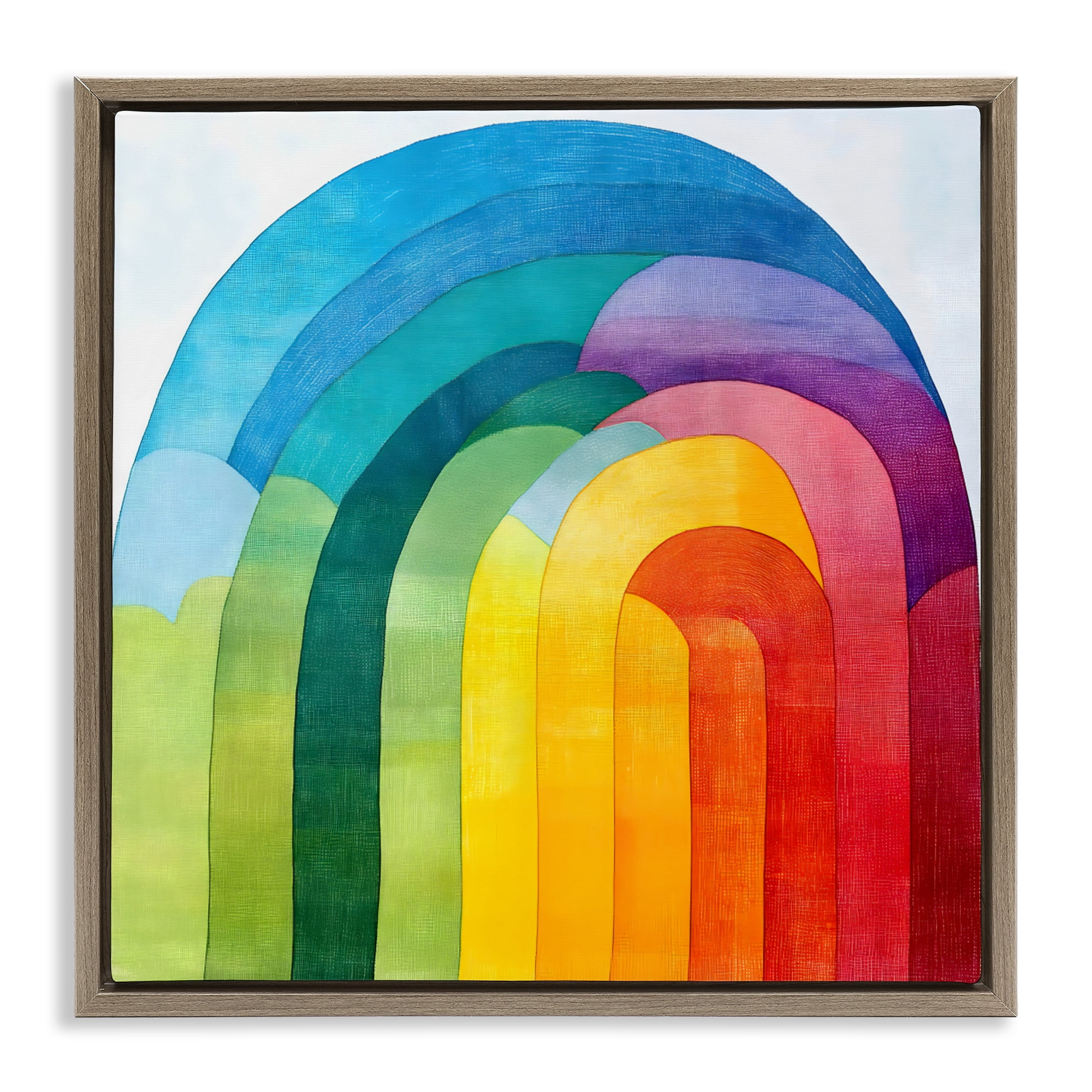 Stupell Industries Vibrant Rainbow Arch Abstraction Brown Framed Floater Canvas Wall Art, design by Creative Studio