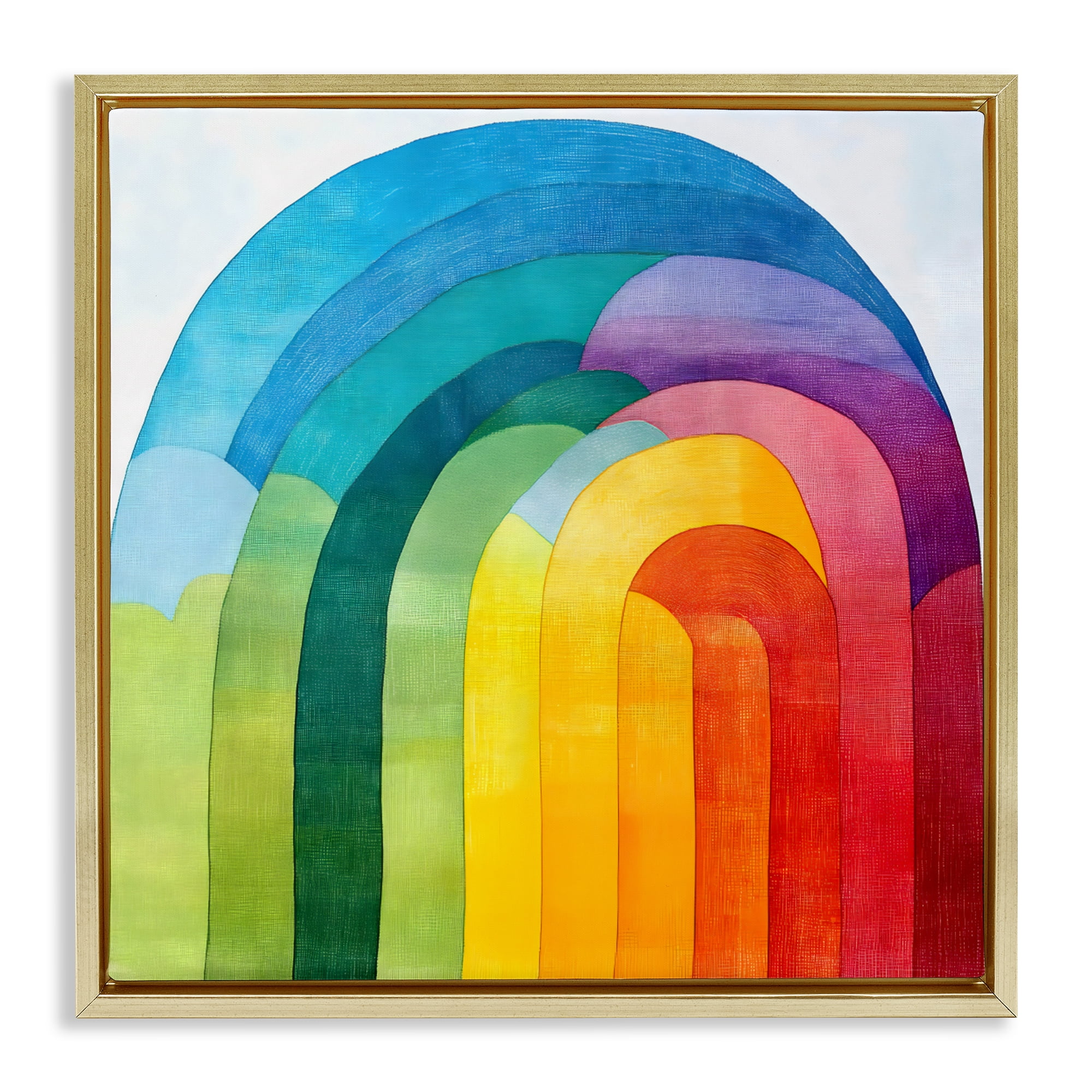 Stupell Industries Vibrant Rainbow Arch Abstraction Gold Framed Floater Canvas Wall Art, design by Creative Studio
