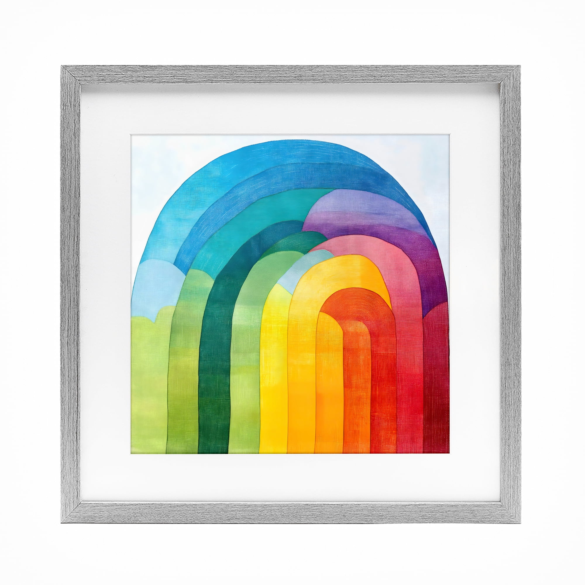 Stupell Industries Vibrant Rainbow Arch Abstraction Gray Framed Print Under Glass, design by Creative Studio