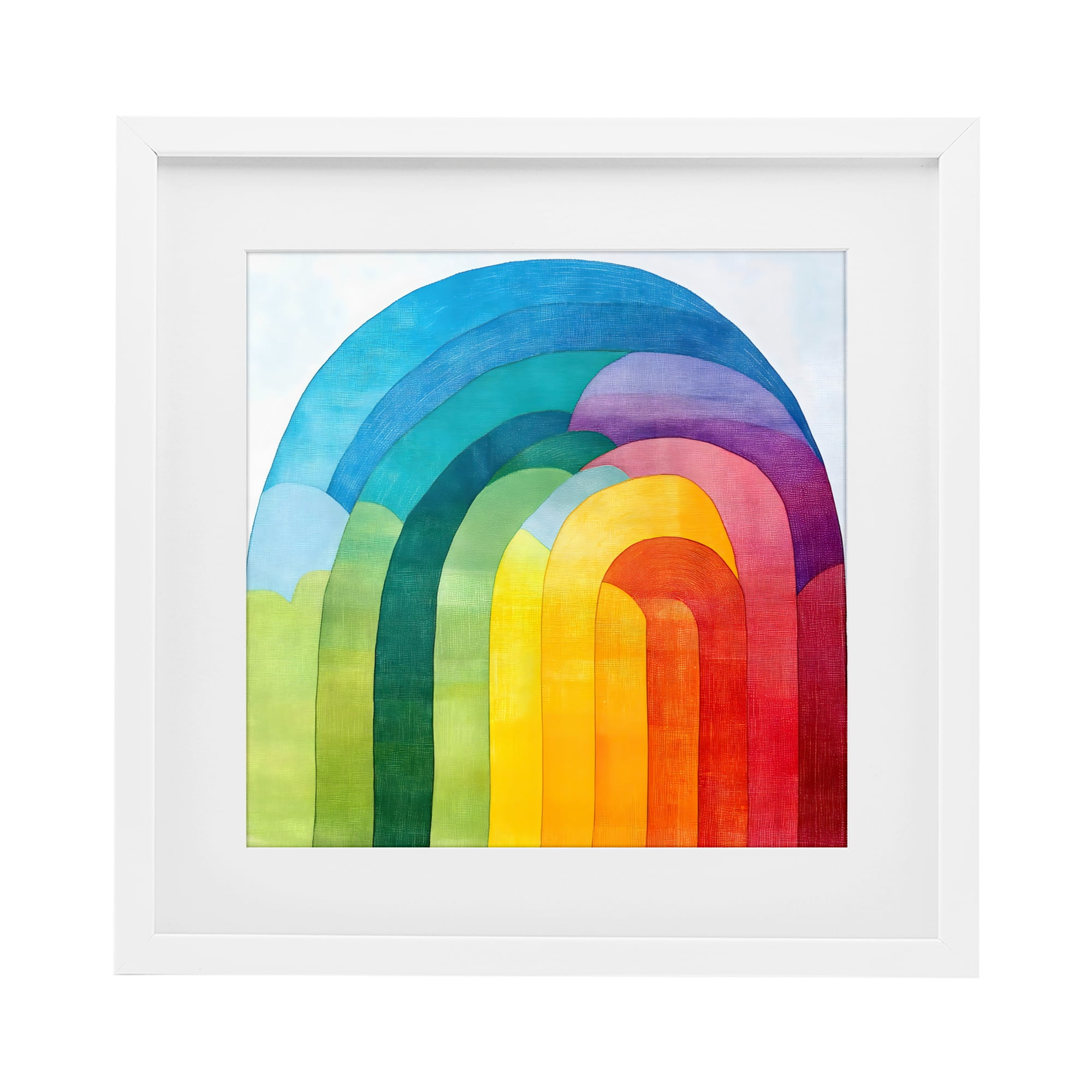 Stupell Industries Vibrant Rainbow Arch Abstraction White Framed Print Under Glass, design by Creative Studio