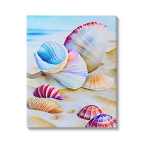 Stupell Industries Vibrant Seashells on Beach Nature Painting Gallery Wrapped Canvas Print Wall Art, 16 x 20