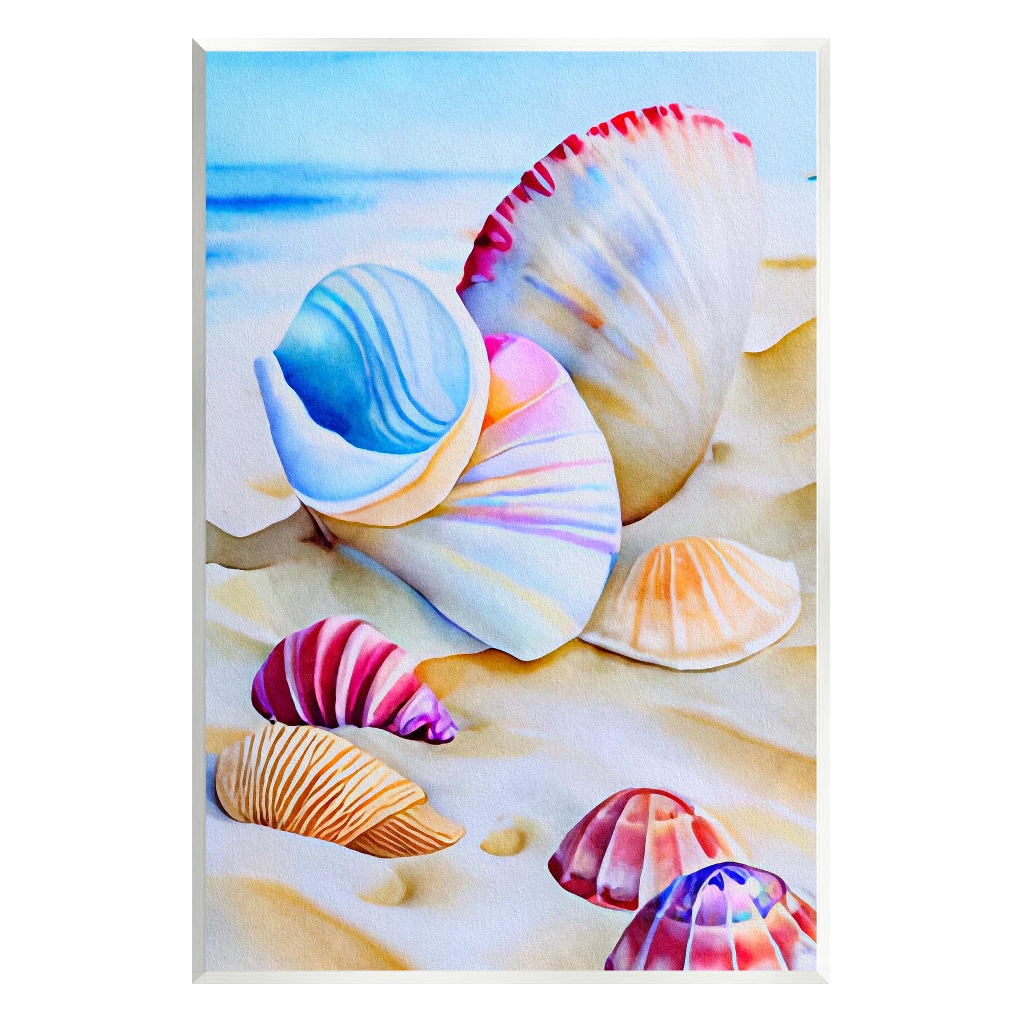 Stupell Industries Vibrant Seashells on Beach Nature Painting Unframed Art Print Wall Art, 10 x 15