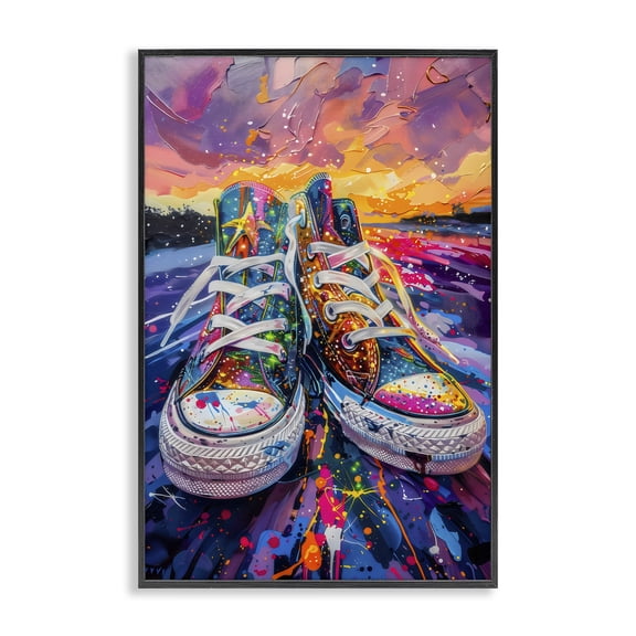 Stupell Industries Vibrant Sneakers at Sunset Black Framed Giclee Art, design by Creative Studio
