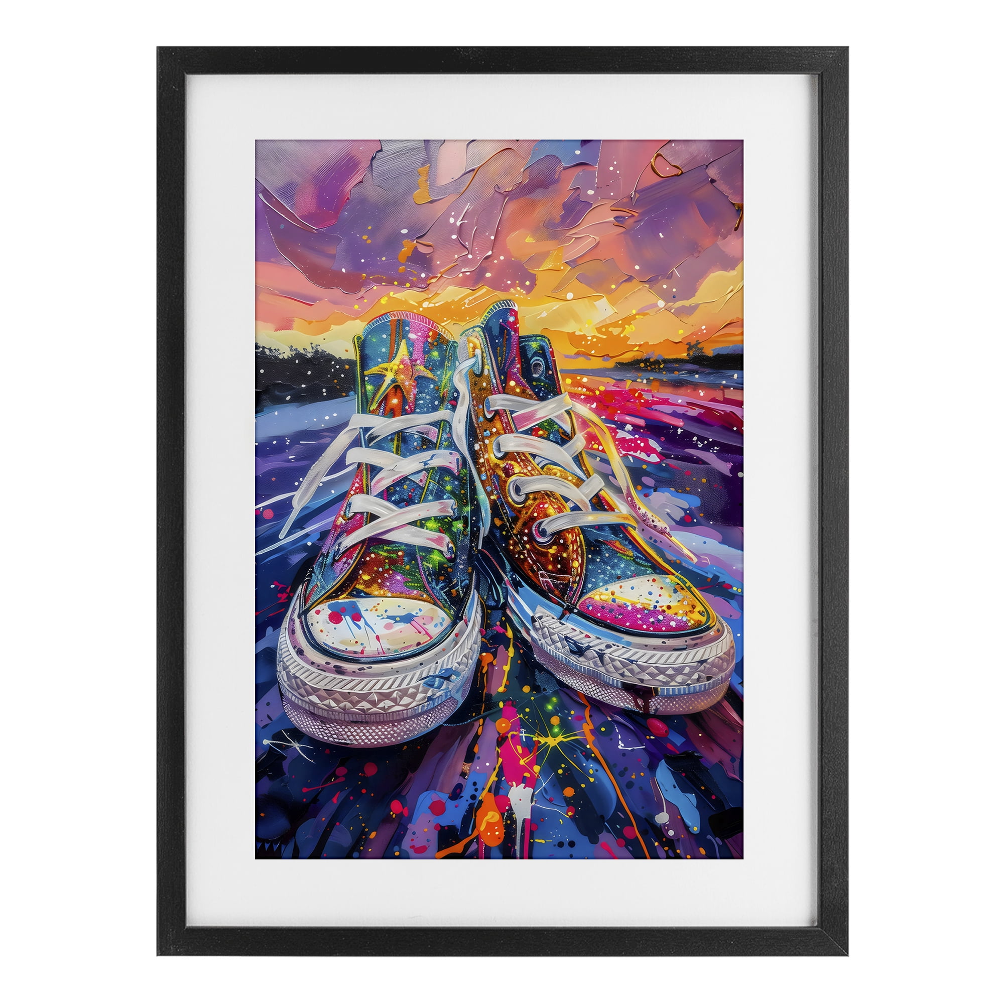 Stupell Industries Vibrant Sneakers at Sunset Black Framed Print Under Glass, design by Creative Studio