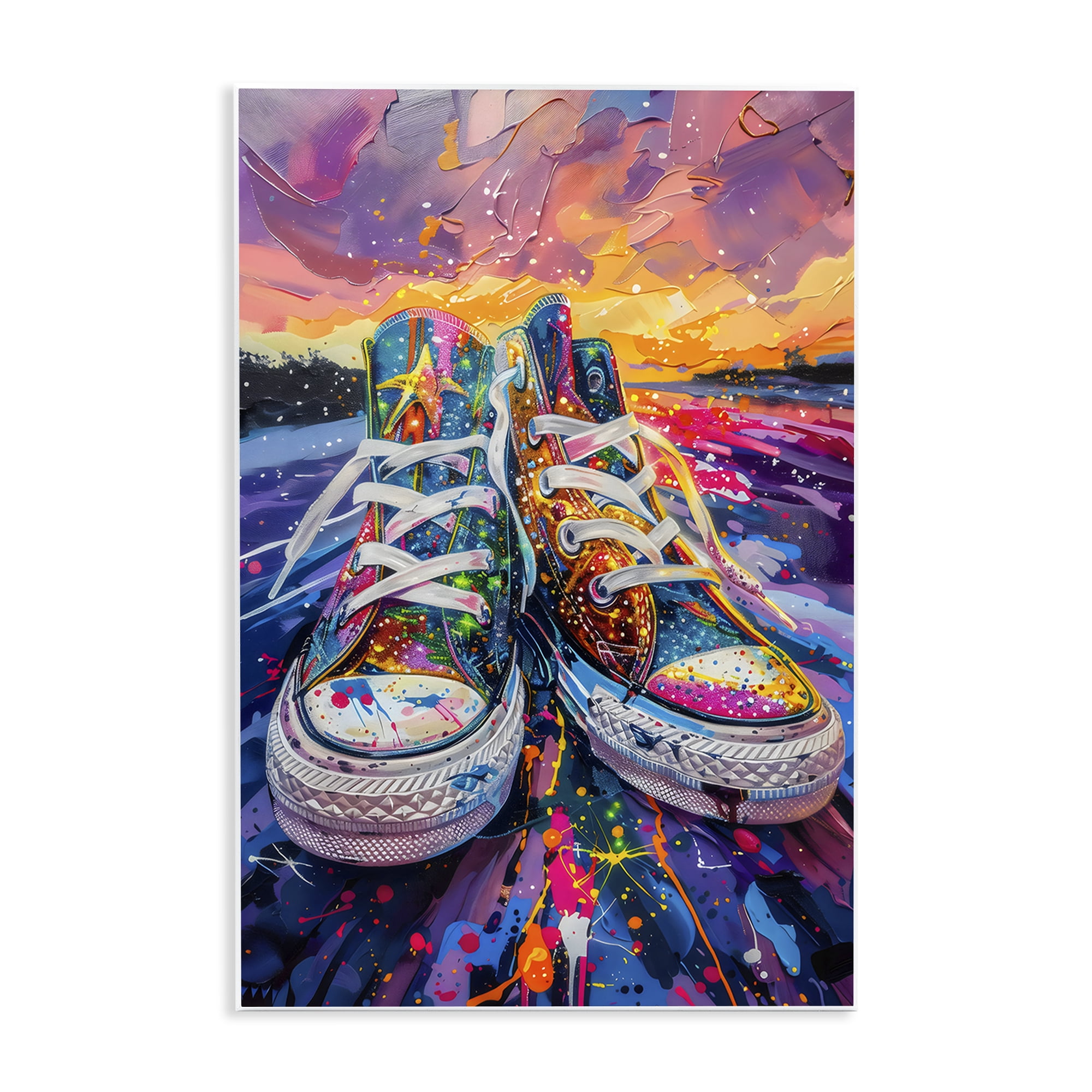 Stupell Industries Vibrant Sneakers at Sunset Wall Plaque Art, design by Creative Studio