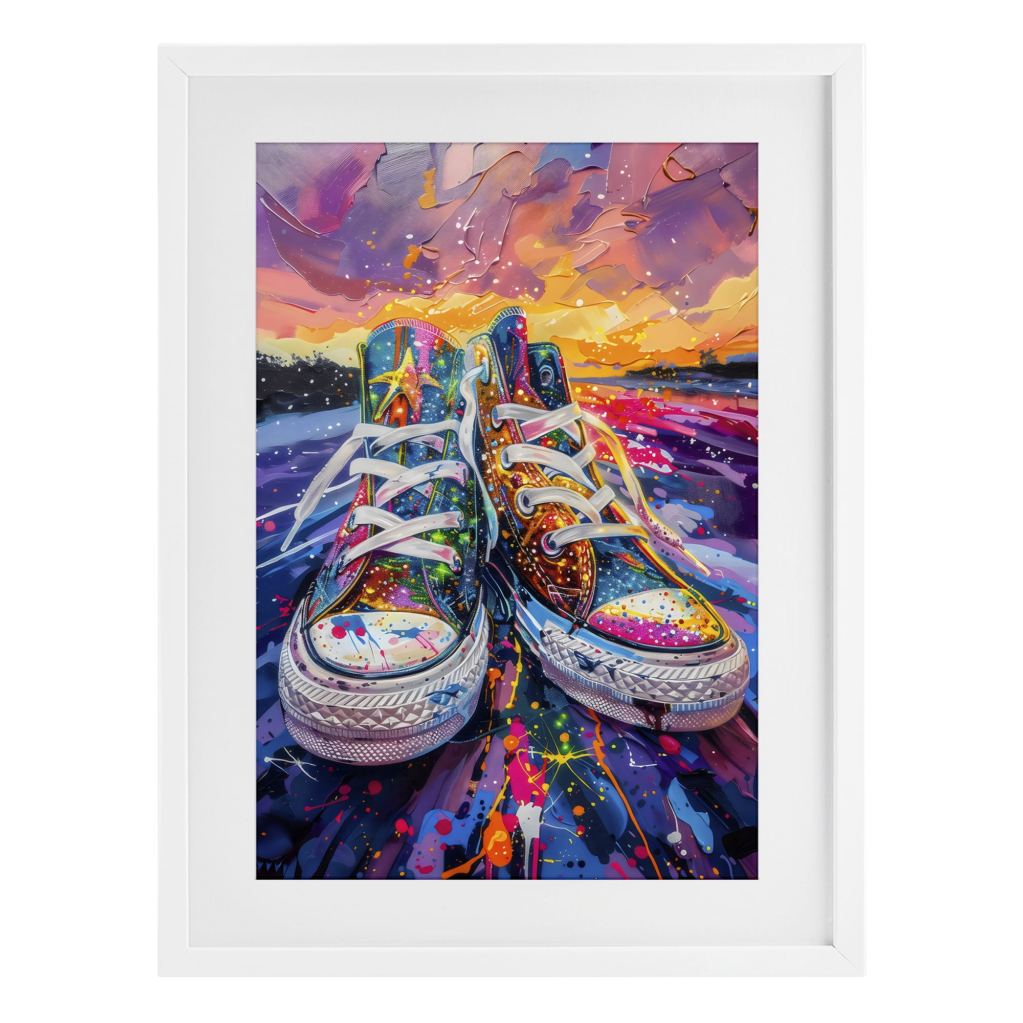 Stupell Industries Vibrant Sneakers at Sunset White Framed Print Under Glass, design by Creative Studio