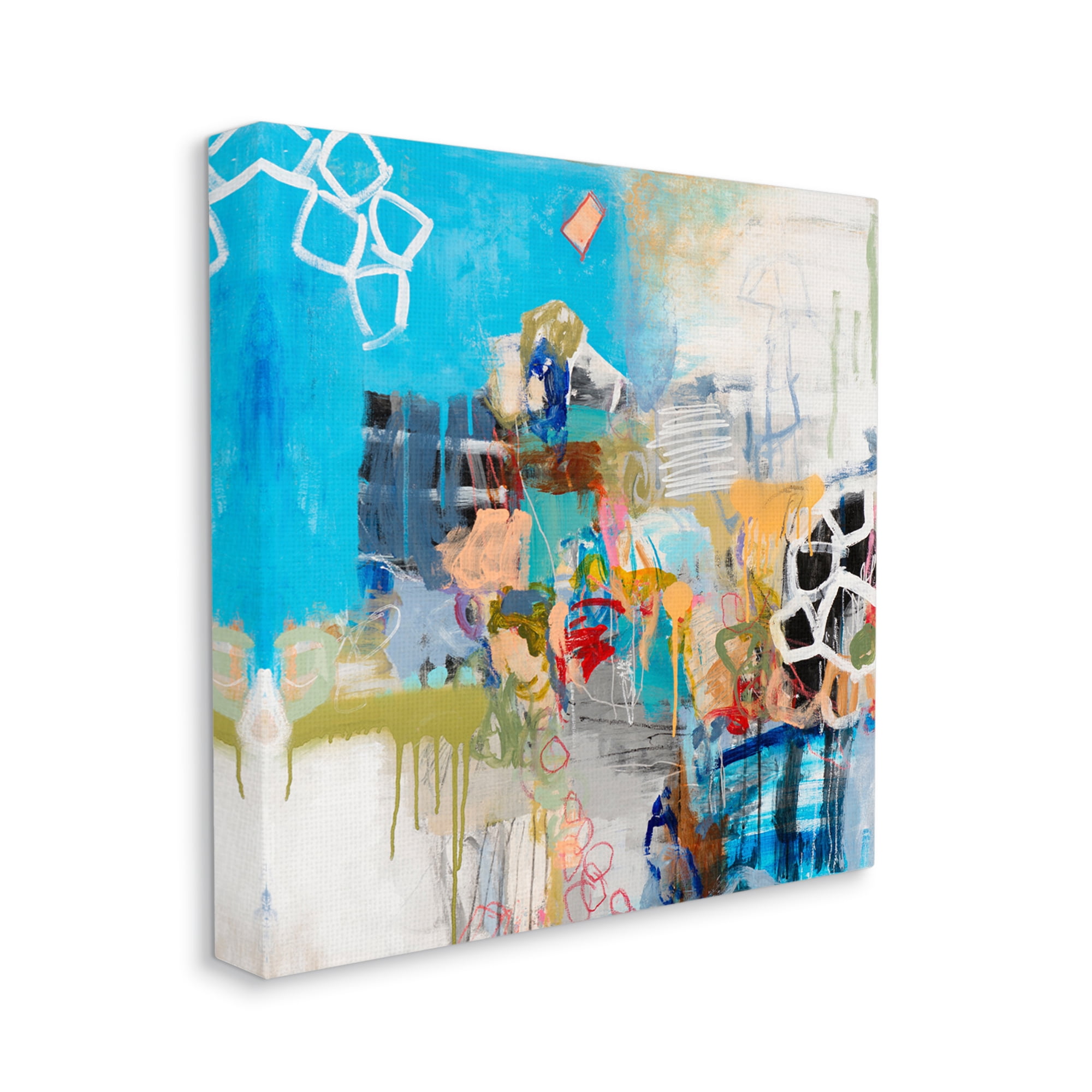 Stupell Industries Vibrant Square Collage Abstraction Energetic Design Canvas Wall Art by Jeffrey Tover