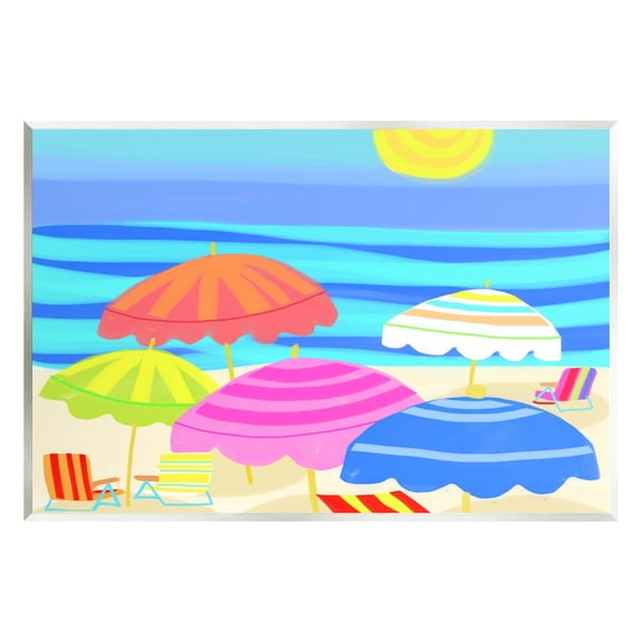 Stupell Industries Vibrant Sun Umbrellas Summer Beach Shore Scene Graphic Art Unframed Art Print Wall Art, Design by Maret Hensick