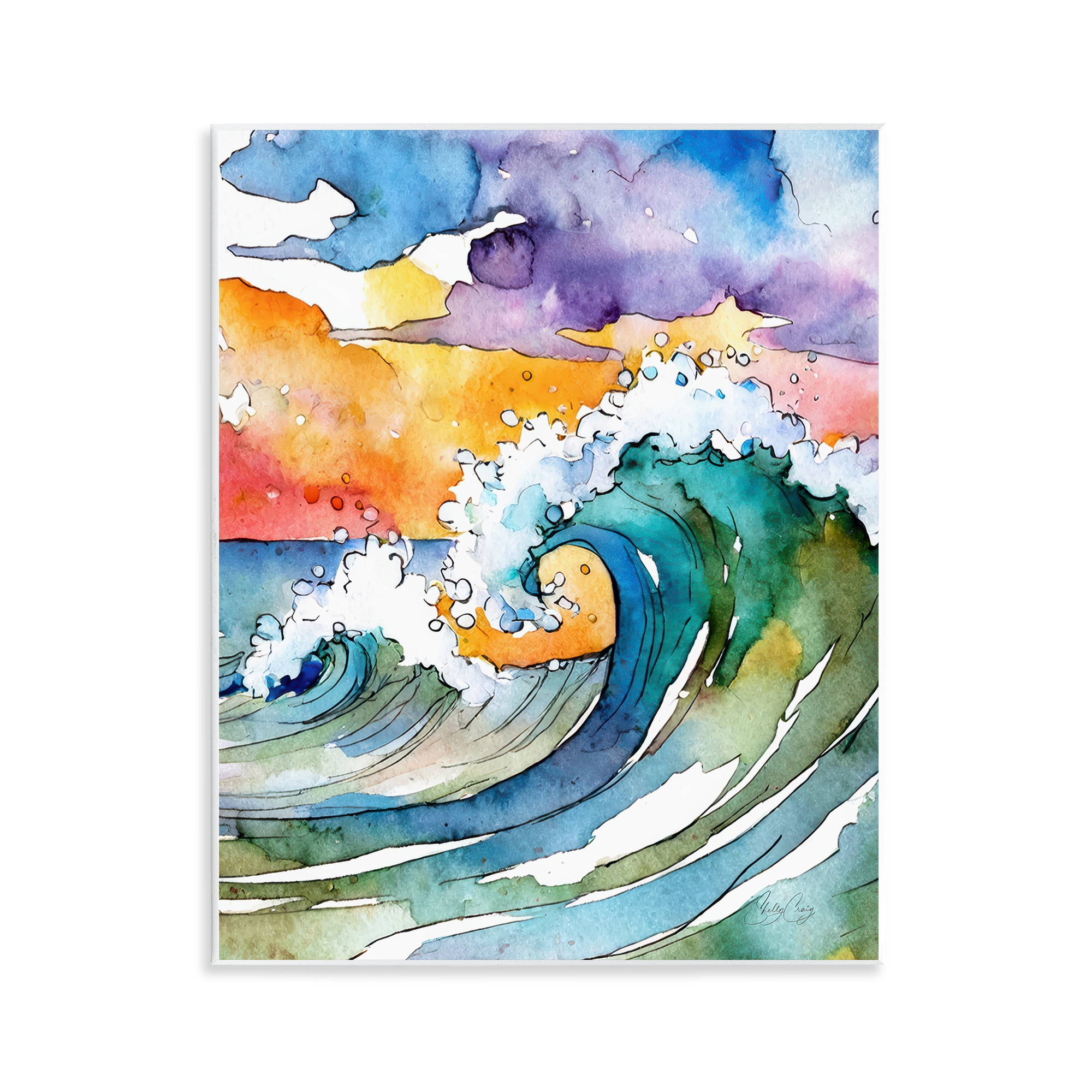 Stupell Industries Vibrant Sunrise Surf Wall Plaque Art, design by Shelly Craig