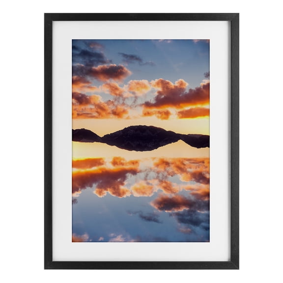 Stupell Industries Vibrant Sunset Reflection Black Framed Print Under Glass design by Robin Vandenabeele, 20 x 14