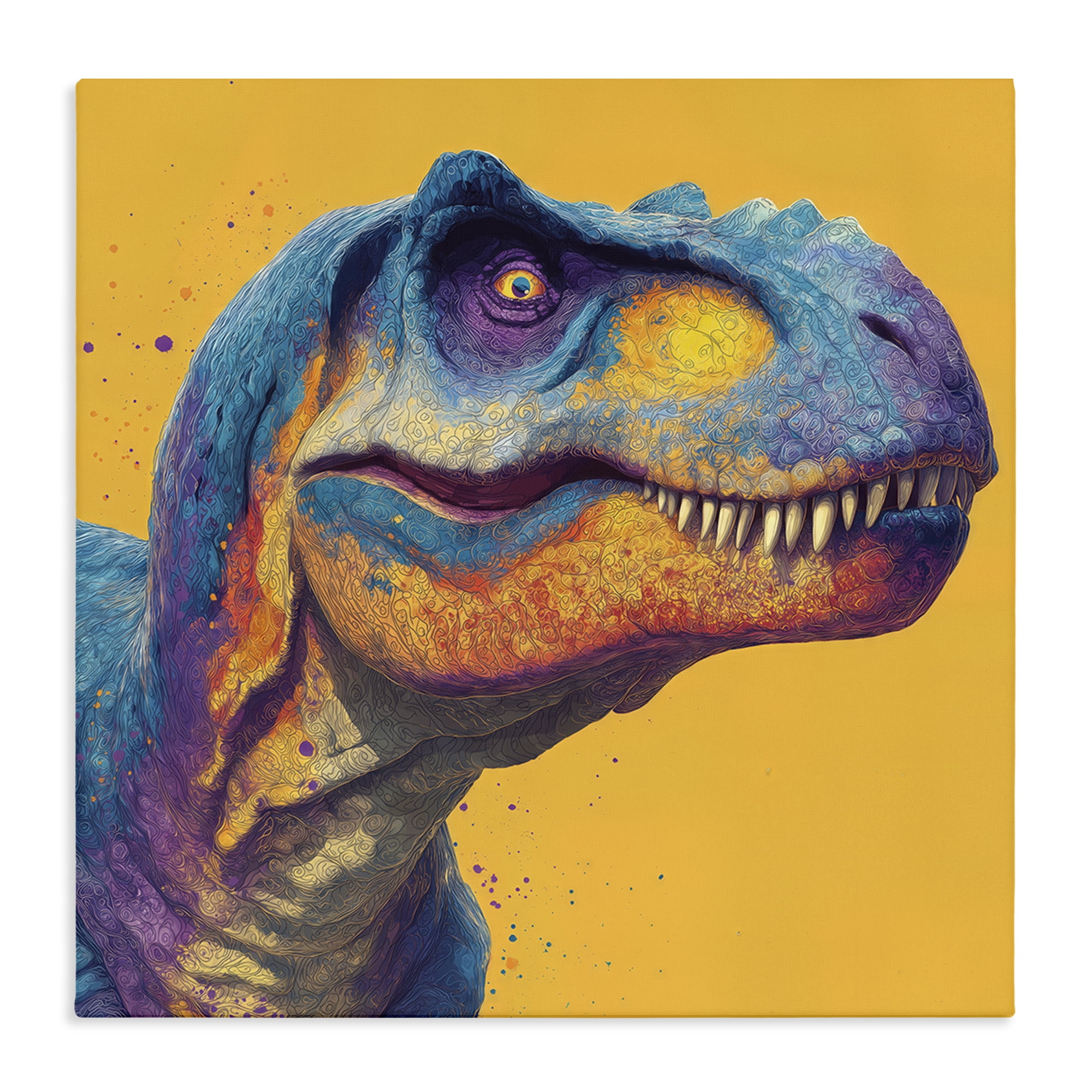 Stupell Industries Vibrant T-Rex Portrait Canvas Wall Art, design by Wumples