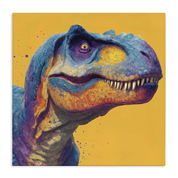 Stupell Industries Vibrant T-Rex Portrait Canvas Wall Art, design by Wumples