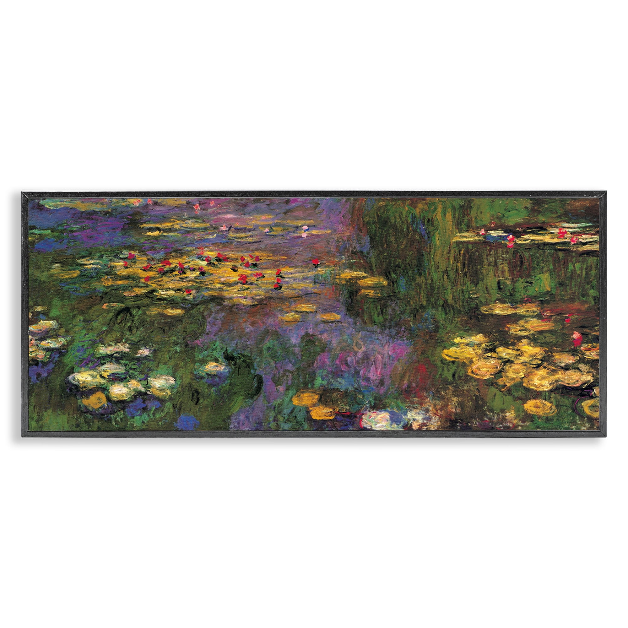 Stupell Industries Vibrant Traditional Water Lilies Botanical & Floral Painting Black Framed Art Print Wall Art, 24 x 10