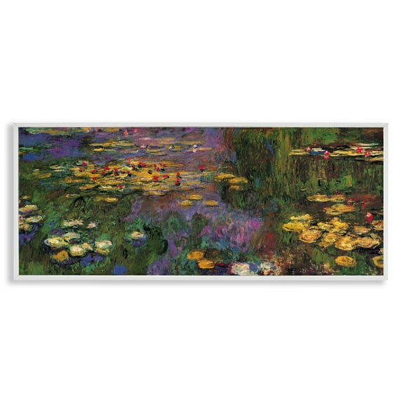 Stupell Industries Vibrant Traditional Water Lilies Botanical & Floral Painting White Framed Art Print Wall Art, 24 x 10