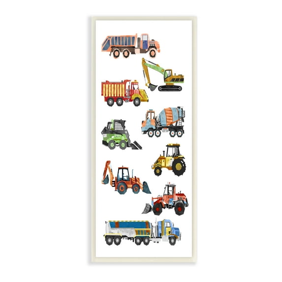 Stupell Industries Vibrant Trucks of Construction Playful Children's Chart Wall Plaque, 7 x 17, Design by Ziwei Li