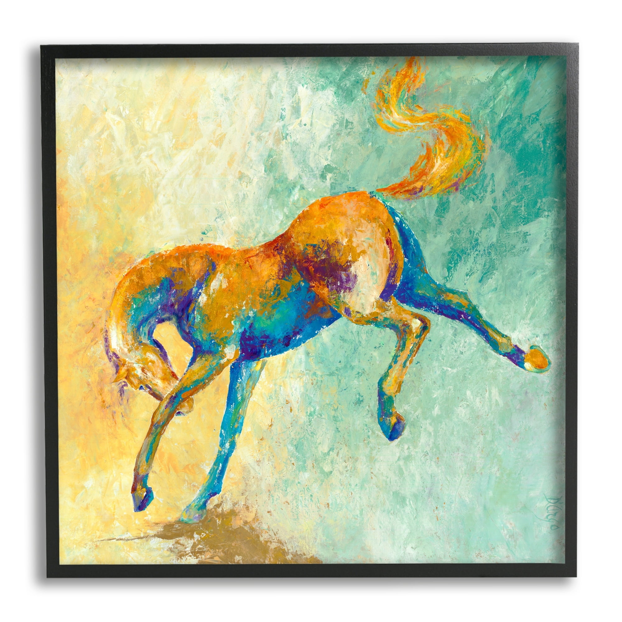 Stupell Industries Vibrant Wild Stallion Horse Jumping Stippled Abstract, 12 x 12, Design by Dina D'Argo