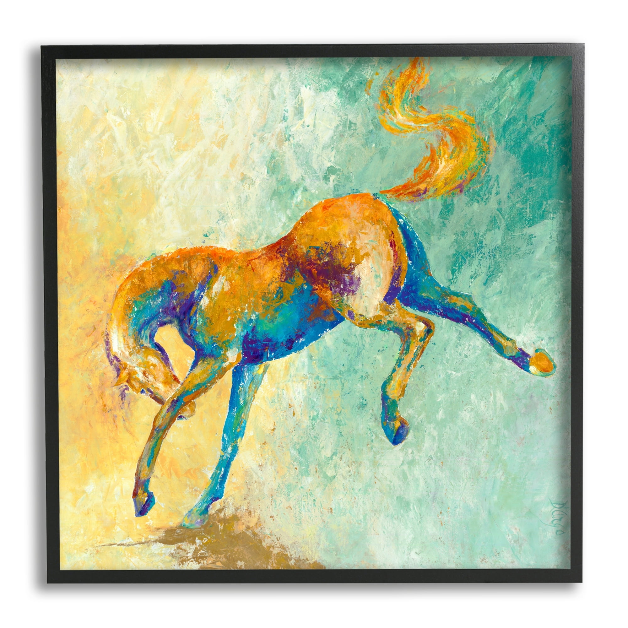 Stupell Industries Vibrant Wild Stallion Horse Jumping Stippled Abstract, 17 x 30, Design by Dina D'Argo