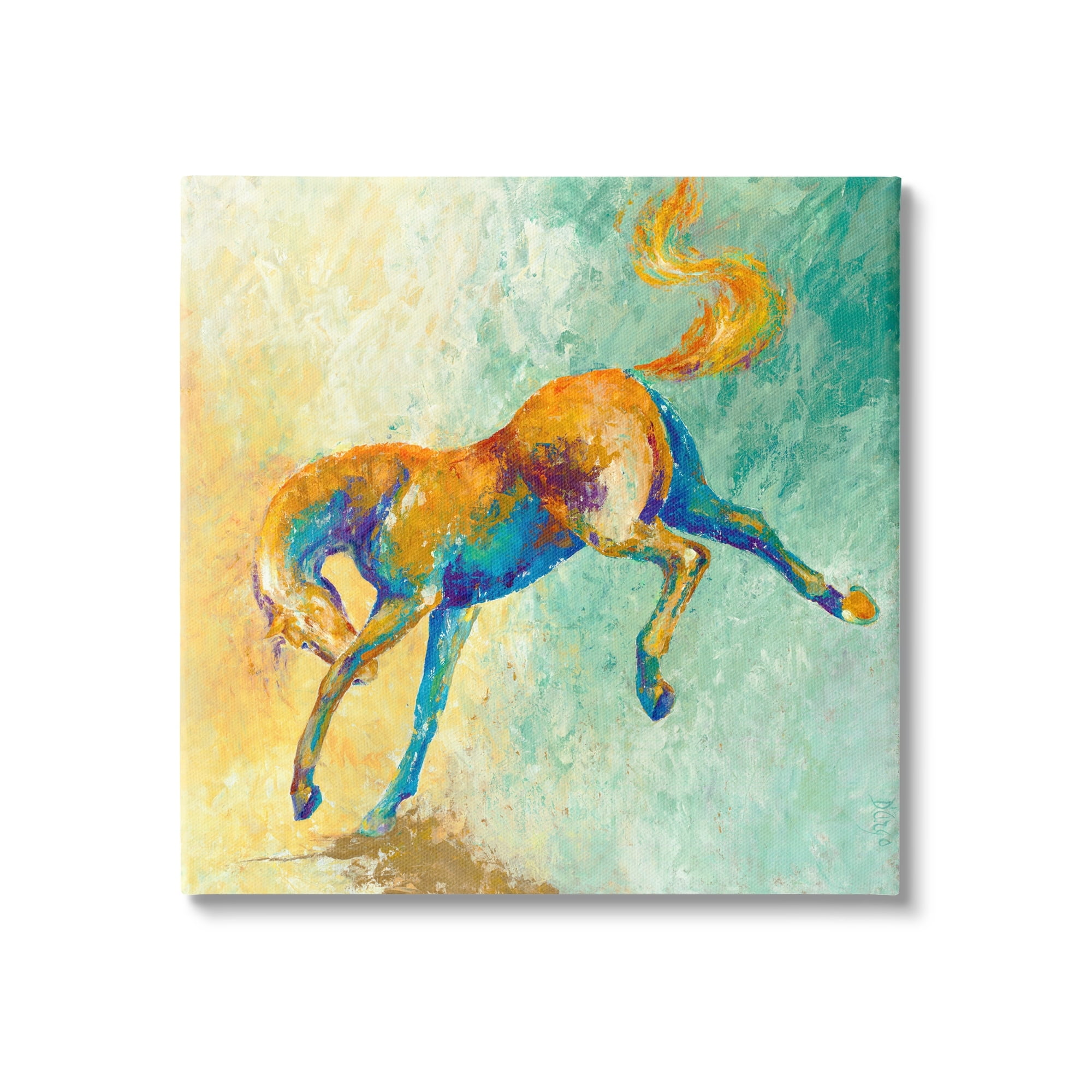 Stupell Industries Vibrant Wild Stallion Horse Jumping Stippled Abstract, 24 x 24, Design by Dina D'Argo