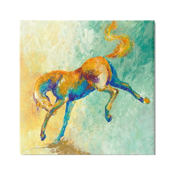 Stupell Industries Vibrant Wild Stallion Horse Jumping Stippled Abstract, 36 x 36, Design by Dina D'Argo