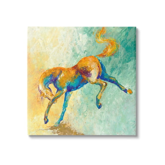 Stupell Industries Vibrant Wild Stallion Horse Jumping Stippled Abstract Paintings Gallery-Wrapped Canvas Print Wall Art, 30x30, by Dina D'Argo