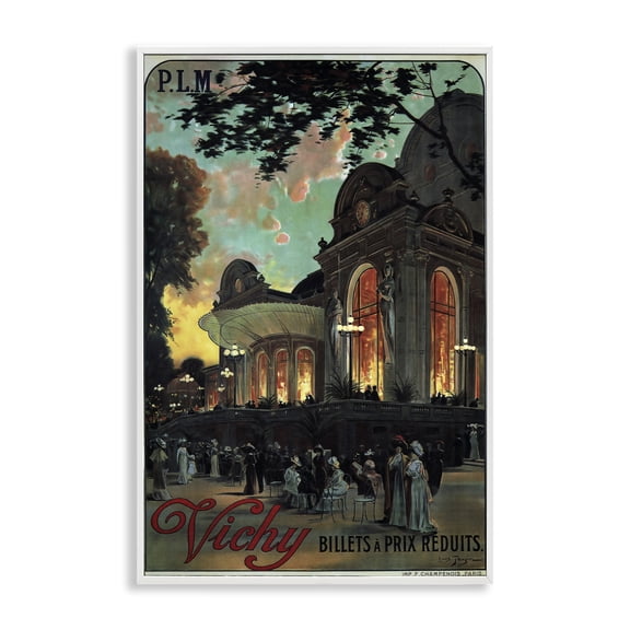 Stupell Industries Vichy Cultural Antique Poster Advertisements Painting White Framed Art Print Wall Art, 12 x 18