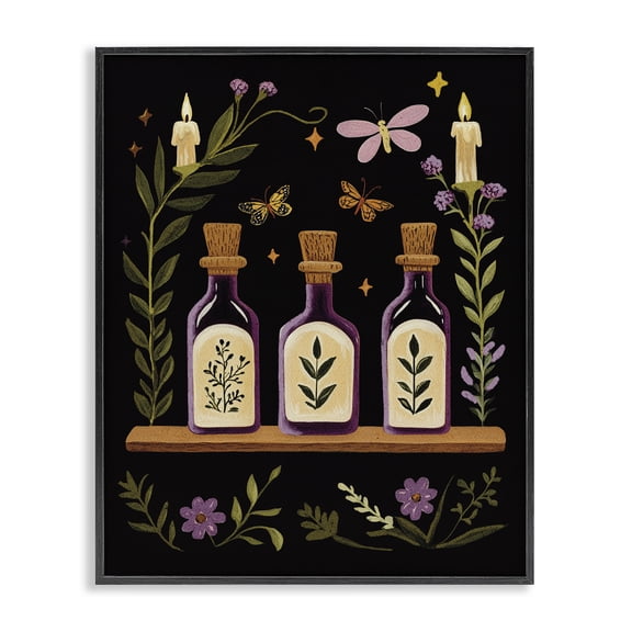 Victorian Apothecary Shelf Black Framed Giclee Art, 11 x 14, Made In USA