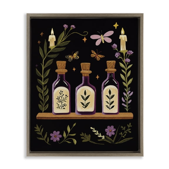 Victorian Apothecary Shelf Brown Floating Frame Canvas Art, 17 x 21, Made In USA