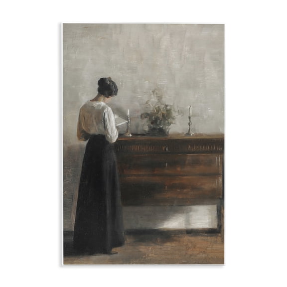 Stupell Industries Victorian Classic Woman In Dress Reading Wall Plaque Art, 13 x 19, by Lettered and Lined